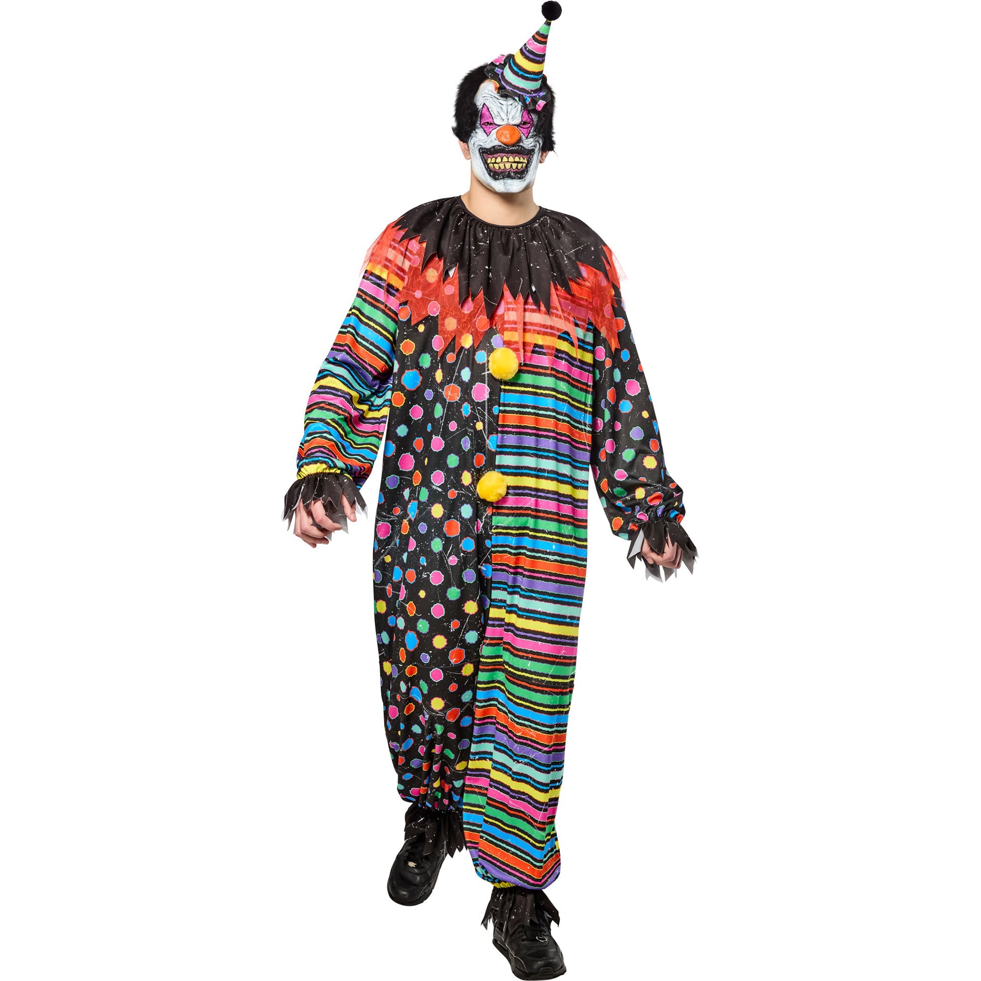 Neon Creepy Clown Costume for Men