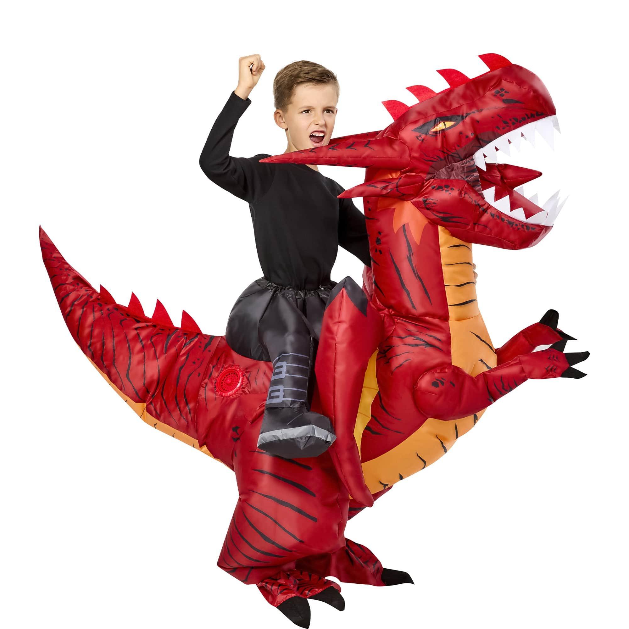 Kids' Ride on Red Dragon Light Up Inflatable Costume