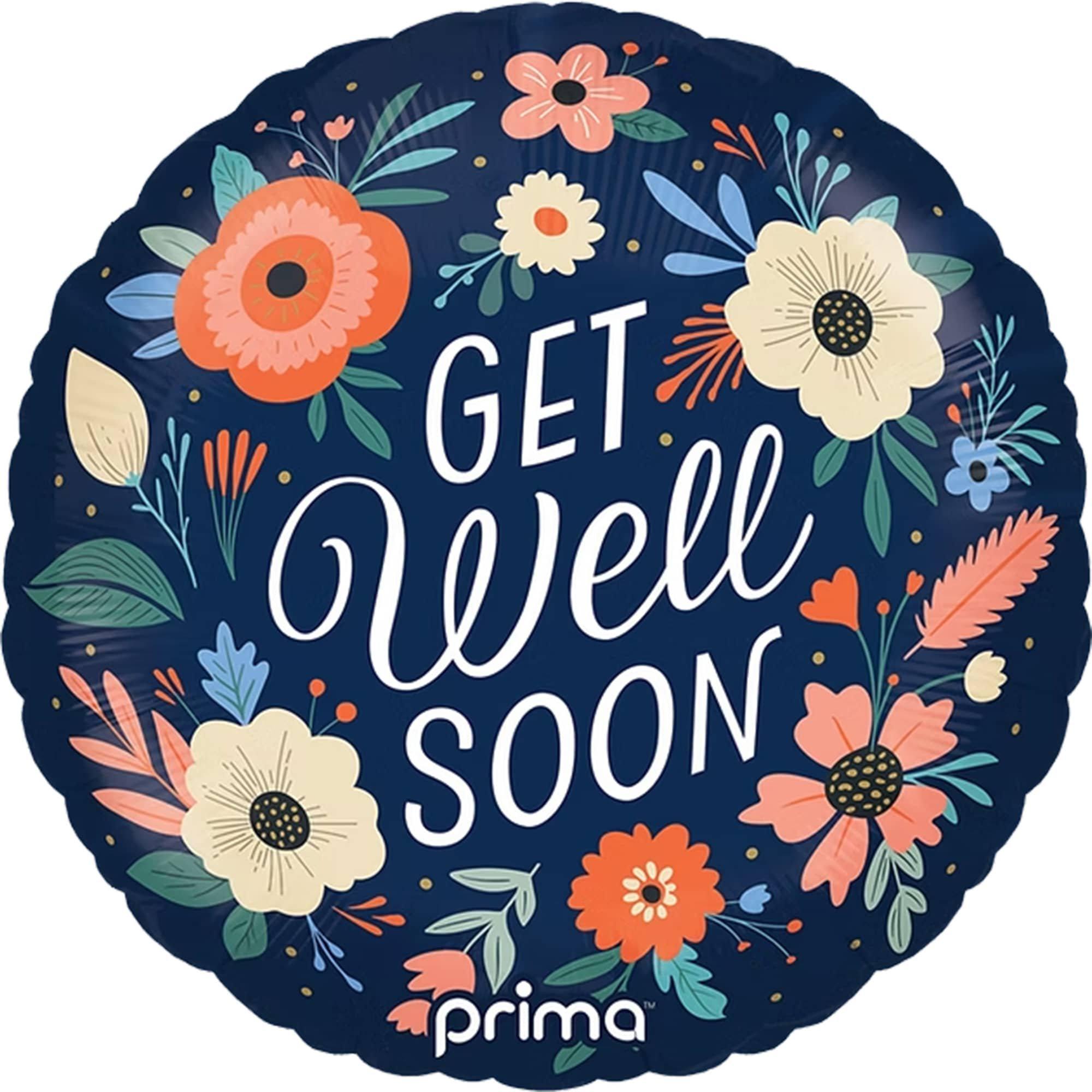 18in Round Get Well Soon Floral Foil Balloon