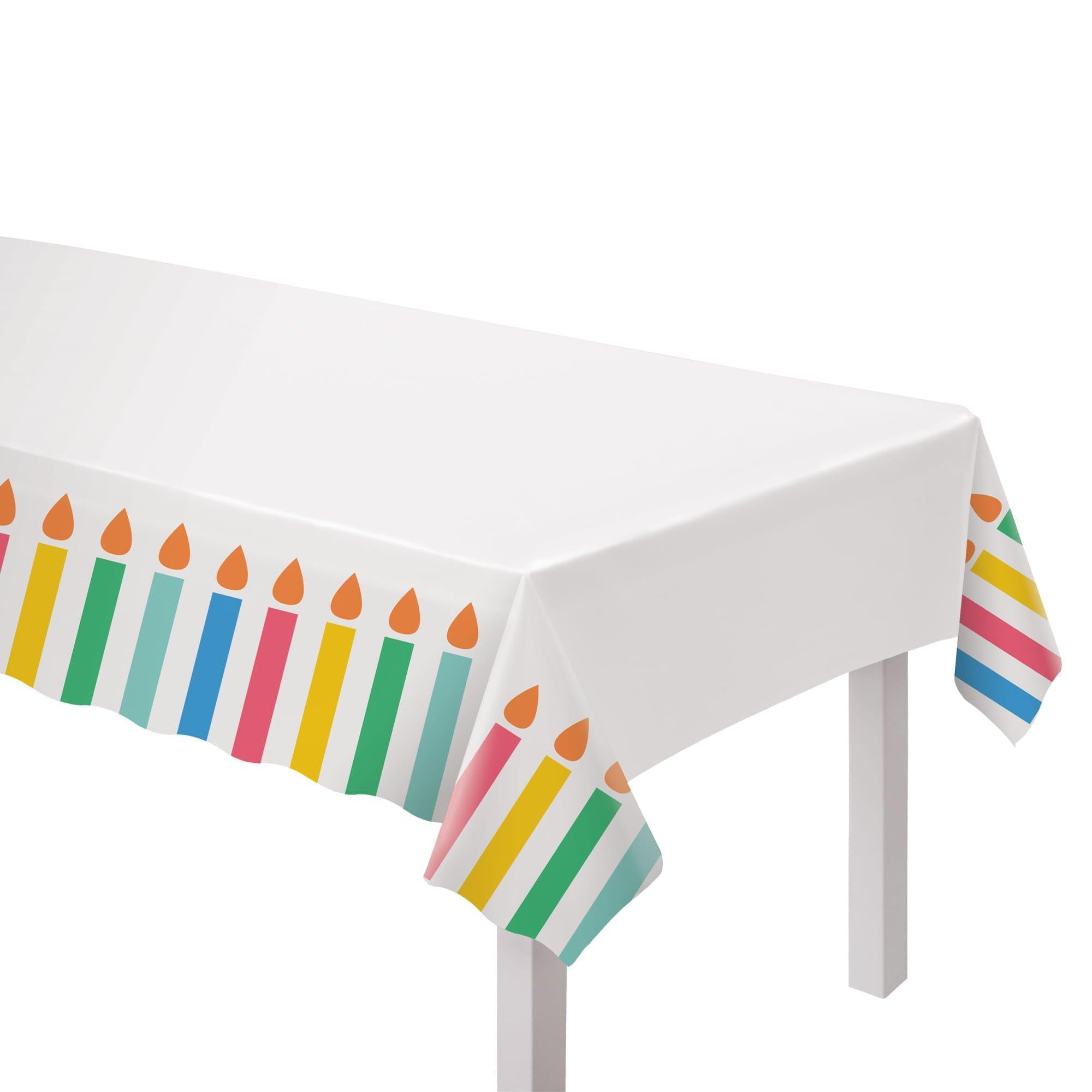 Colorful Collage Plastic Table Cover, 54in x 96in