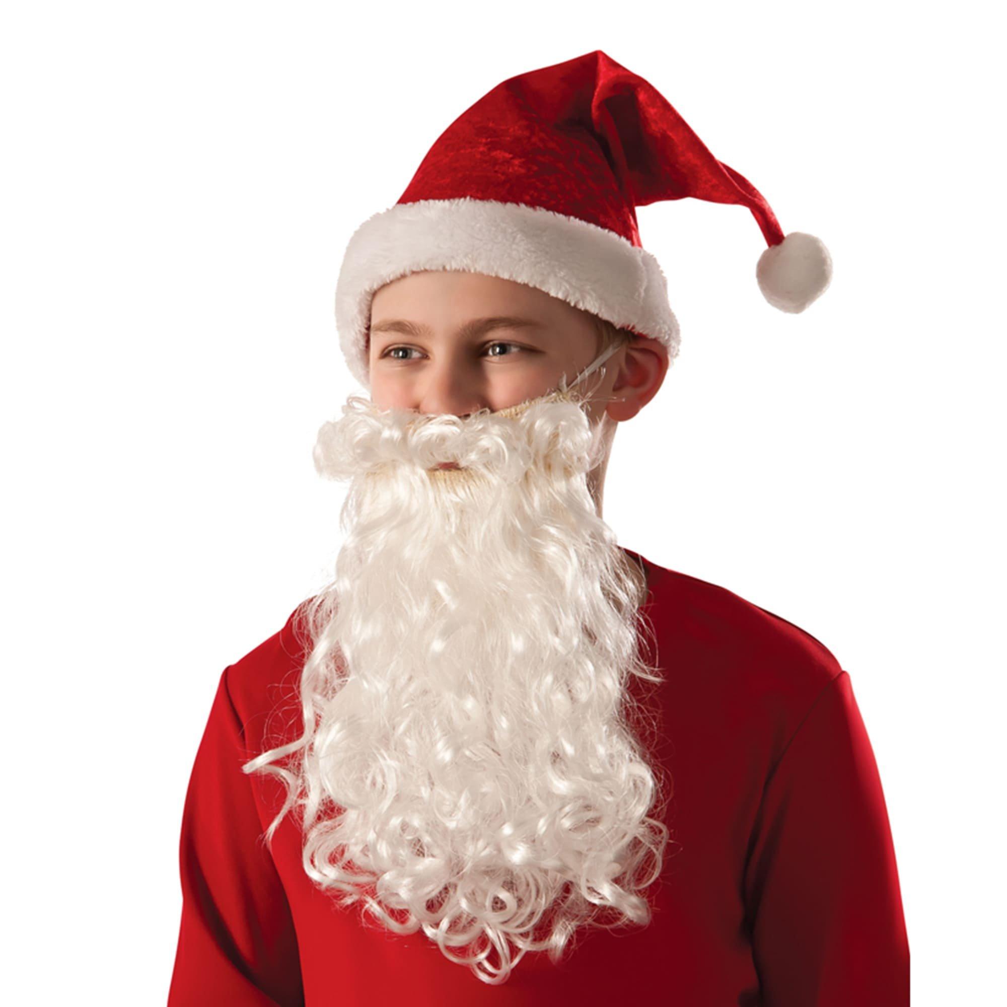 Boys' White Santa Beard and Mustache Set - Deluxe