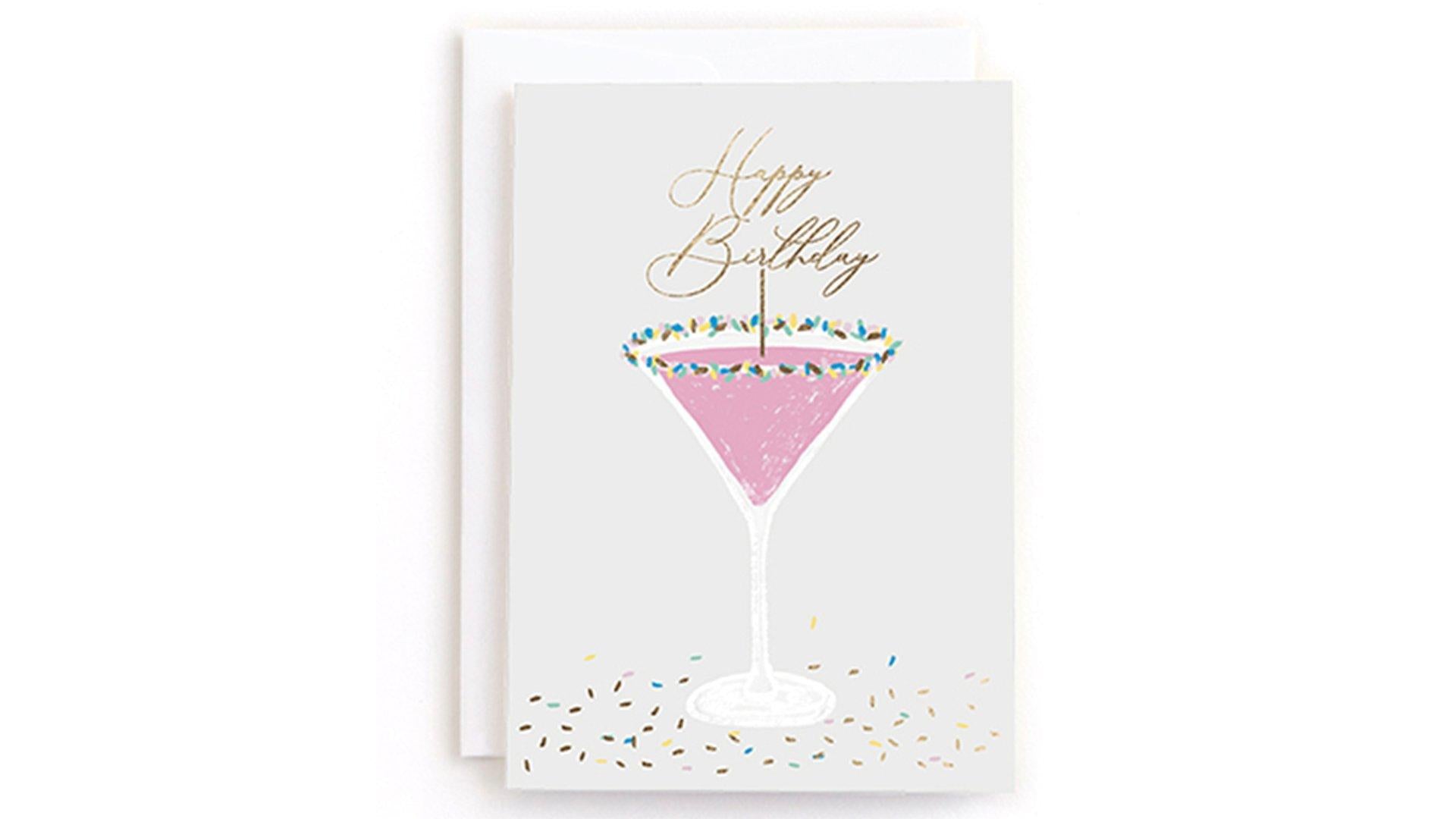 Minted Sprinkle Martini Birthday Card