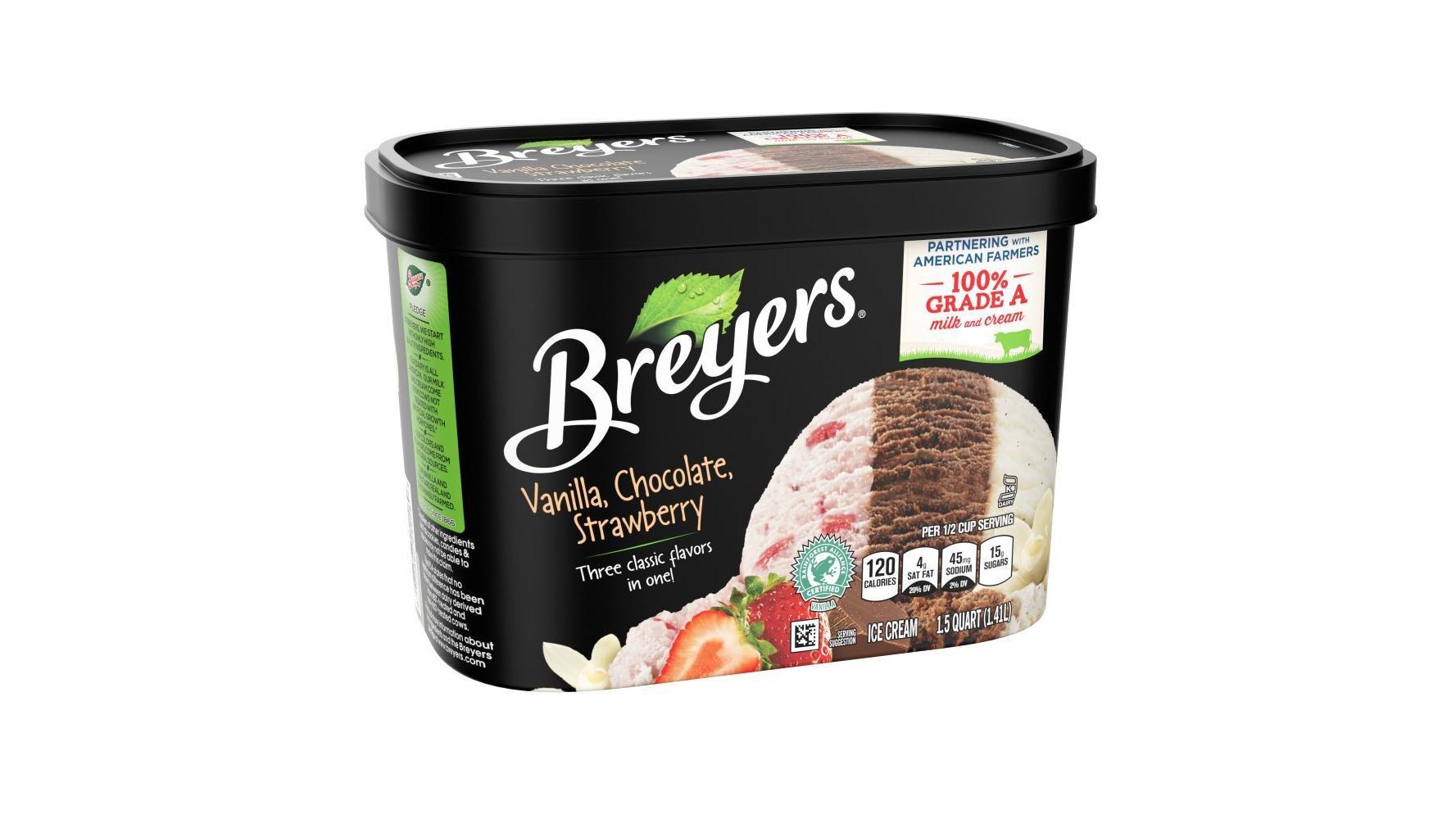 Breyers Ice Cream Vanilla, Chocolate & Strawberry (1.5 qt)