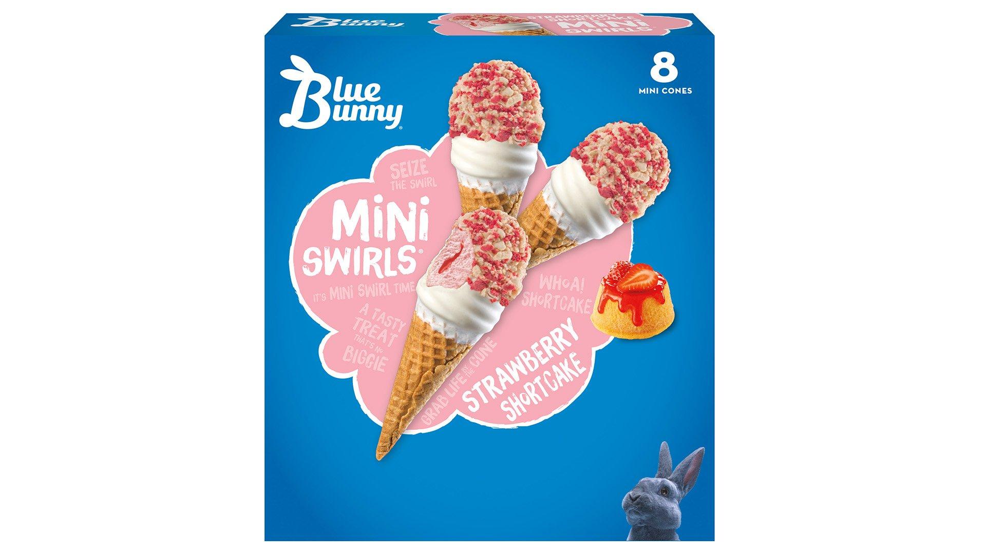 Blue Bunny Strawberry Shortcake Mini Swirls Cones (2.25oz - 8pk)