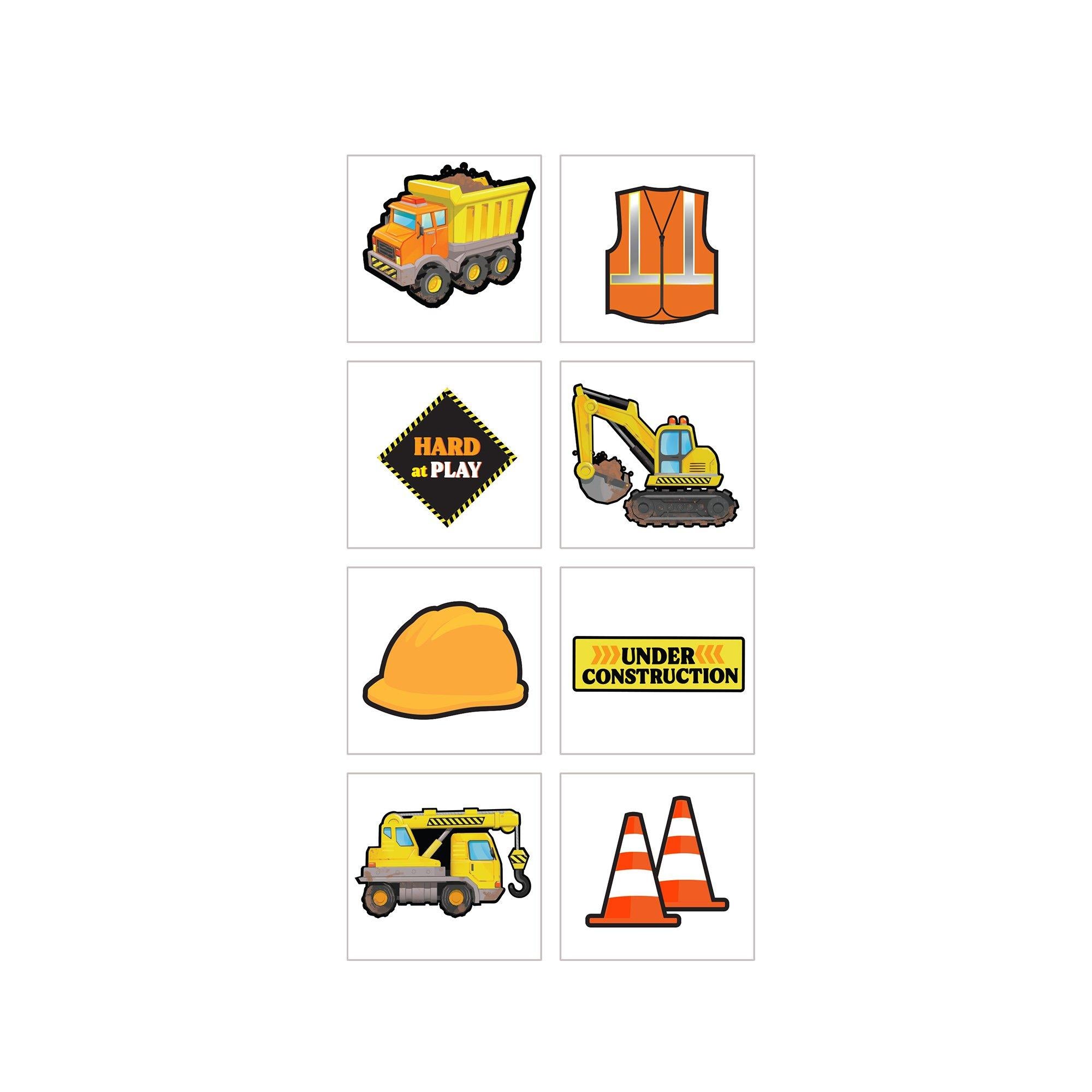 Construction Party Tattoos, 8ct