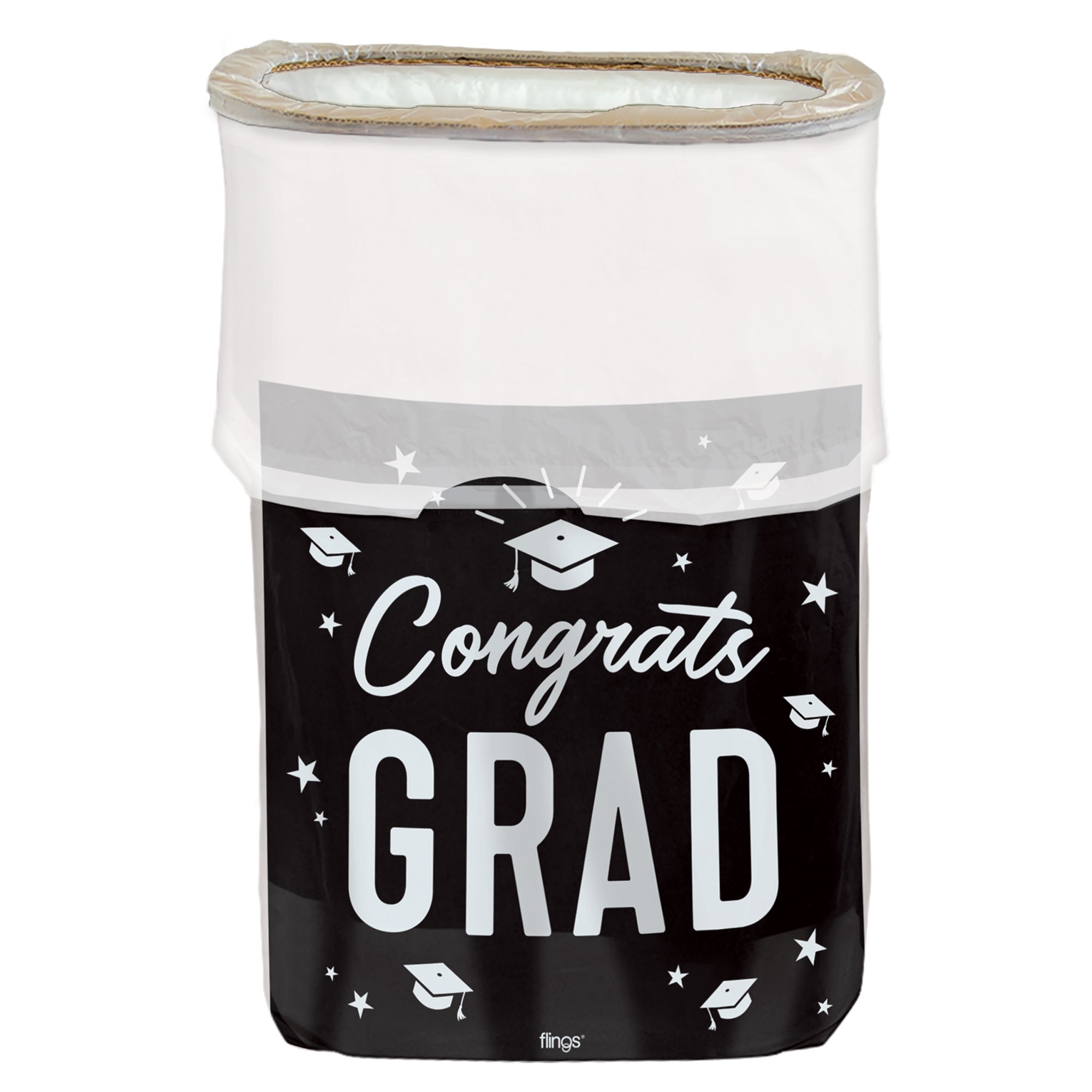 Black & White Congrats Graduation Pop-Up Trash Bin