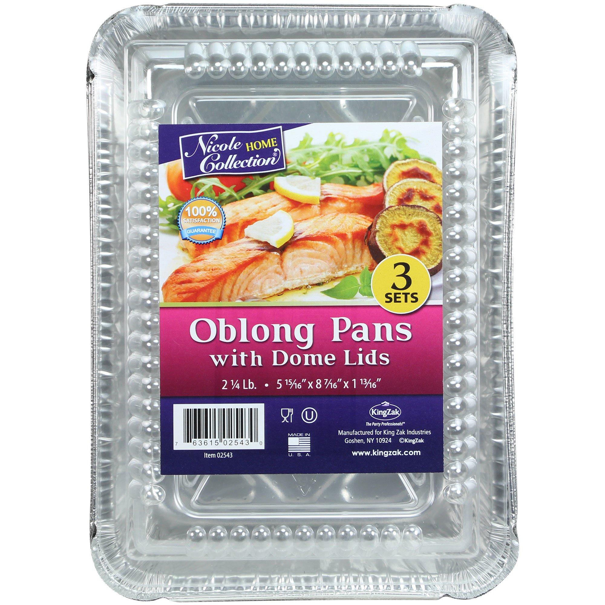 Reusable Rectangular Aluminum Pans with Dome Lids, 8.4in x 6in, 3ct