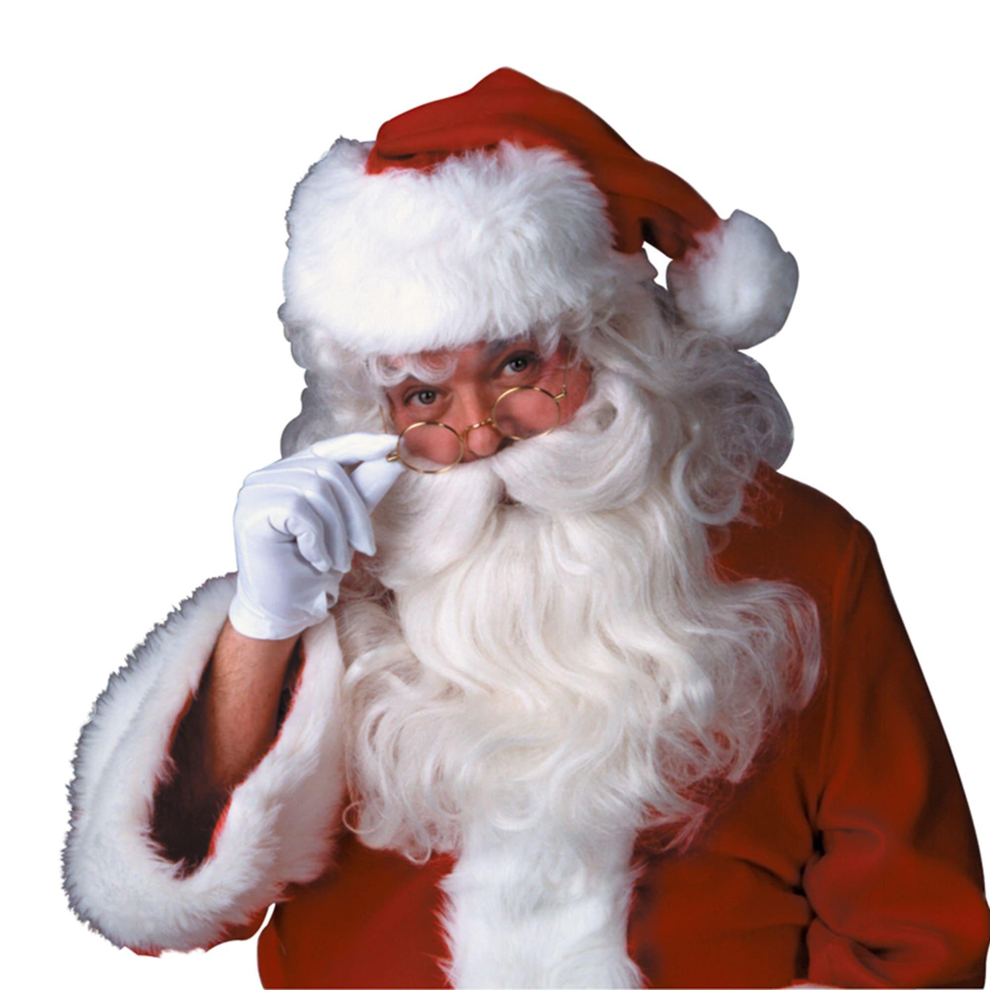 Men's White Santa Beard And Wig Set - Super Deluxe