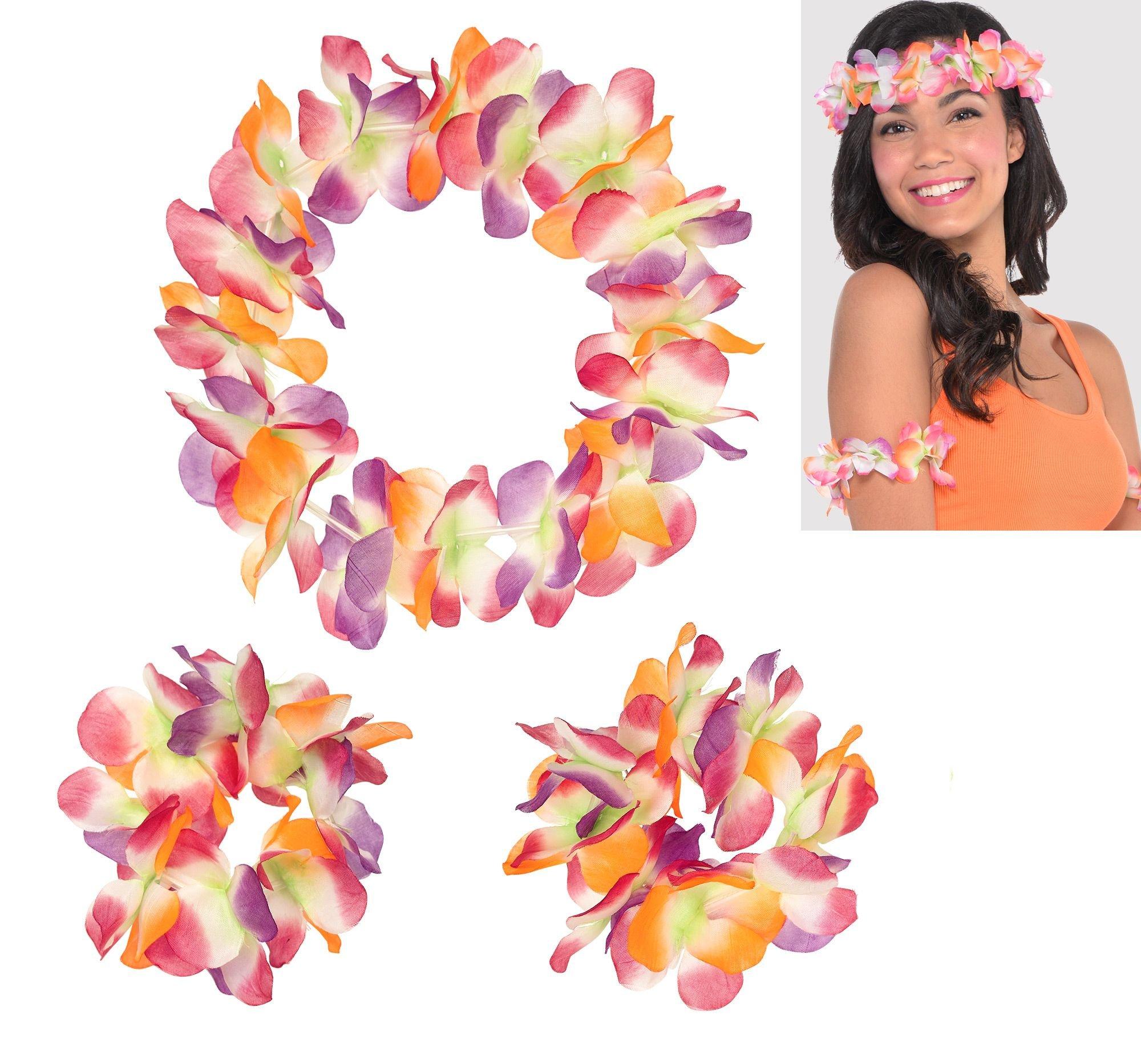 Warm Serendipity Head & Wrist Flower Lei Set 3pc