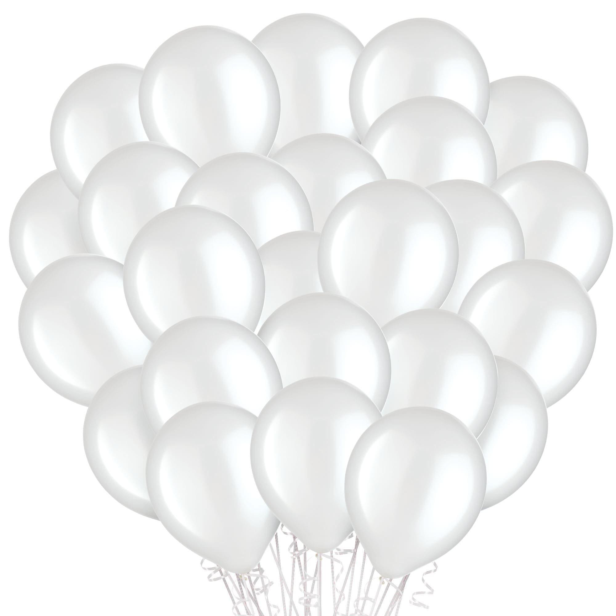 100ct, 12in, White Pearl Latex Balloons