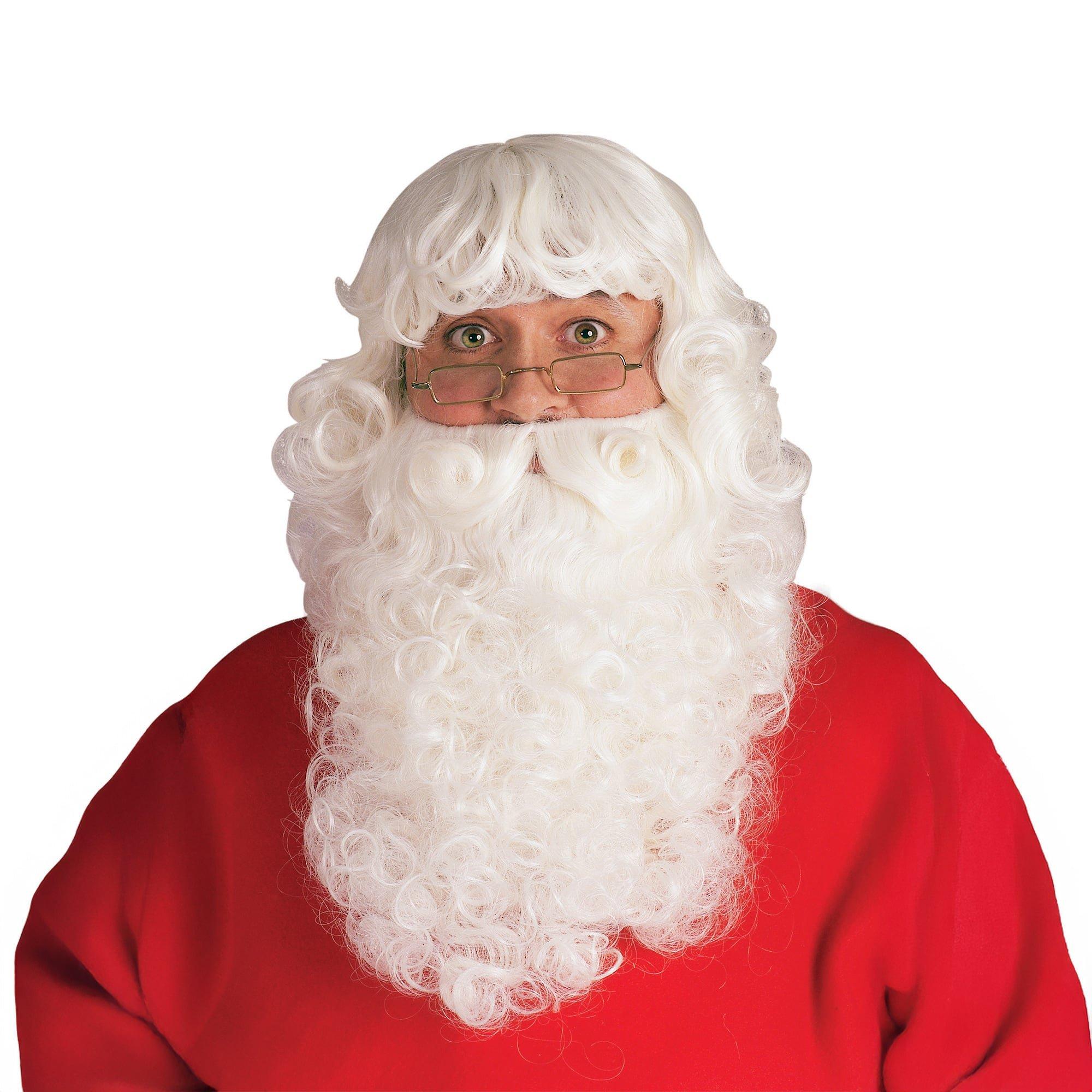 Men's White Santa Beard and Wig Set - Professional