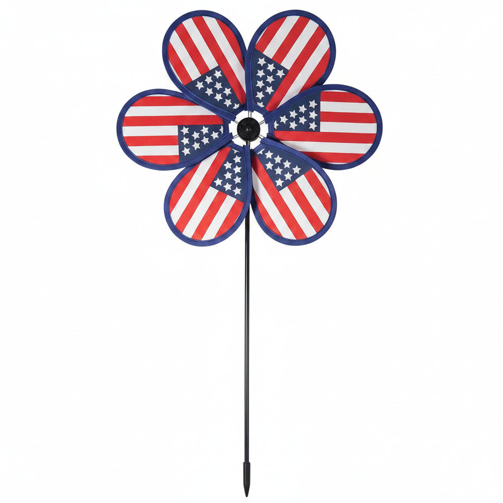 Patriotic American Flag Pinwheel Yard Stake
