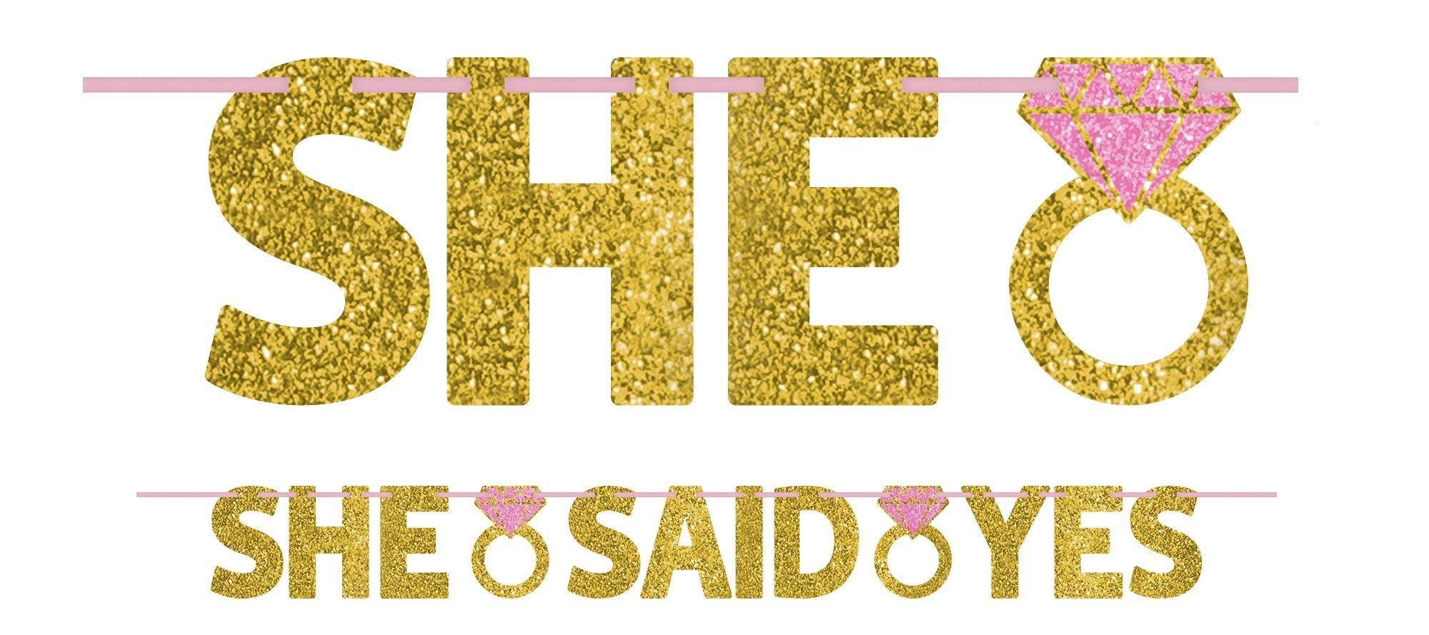 Glitter Gold She Said Yes Letter Banner