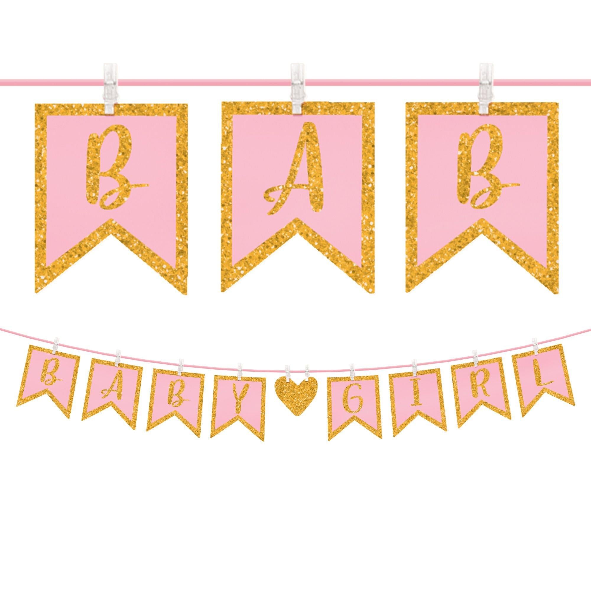 Glitter Baby Girl Clothespin Banner