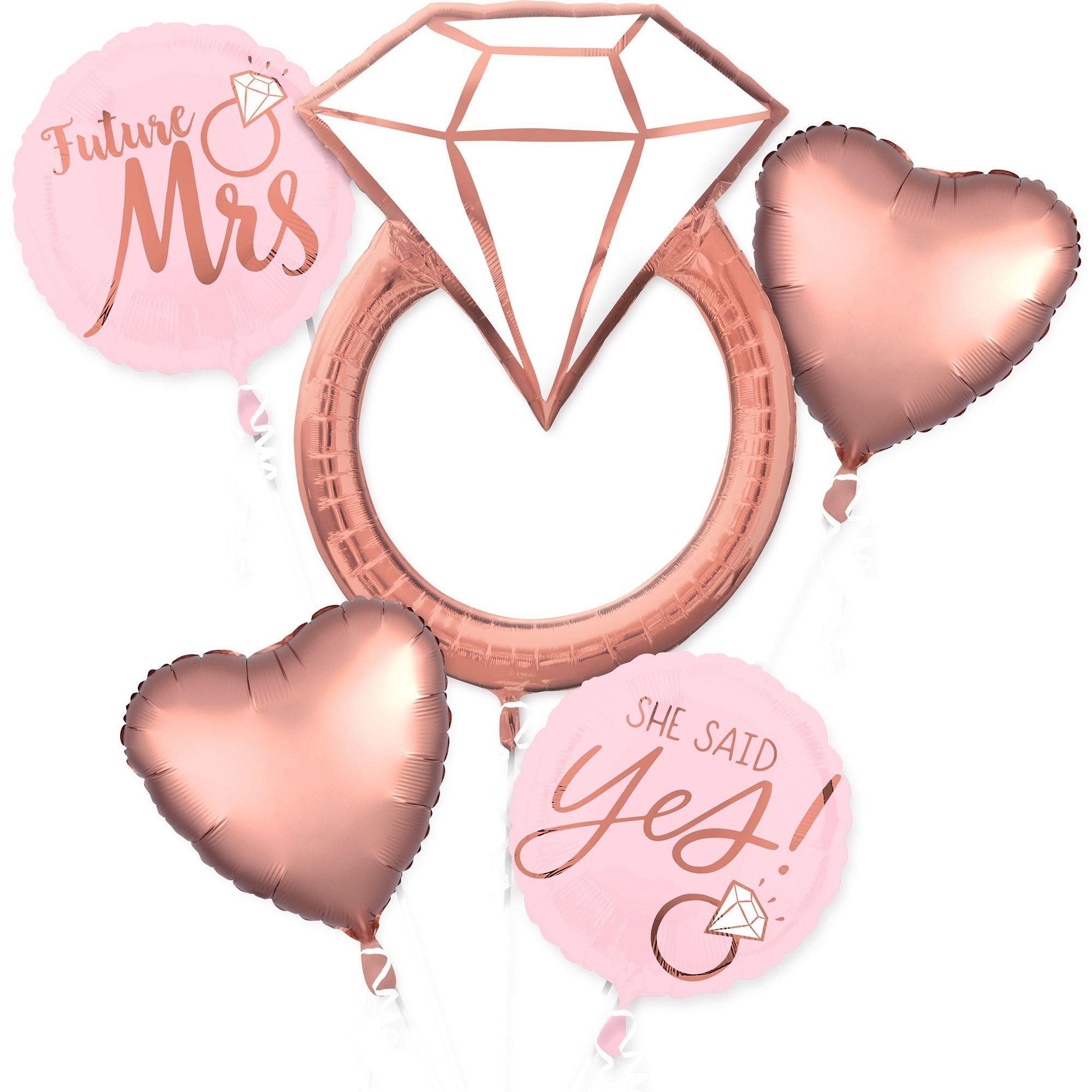 Blush Engagement Foil Balloon Bouquet, 5pc