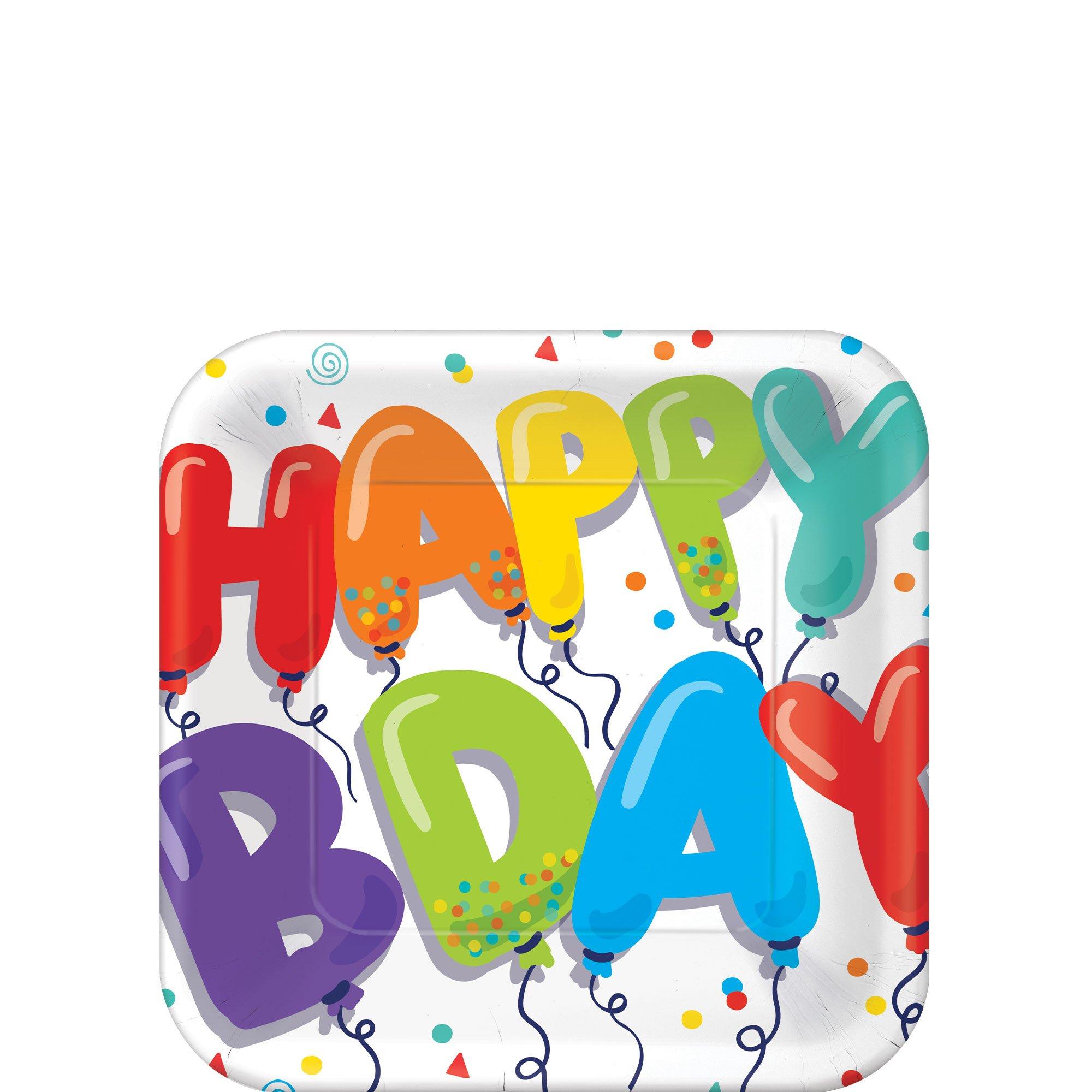 Birthday Balloons Dessert Plates, 7in, 18ct