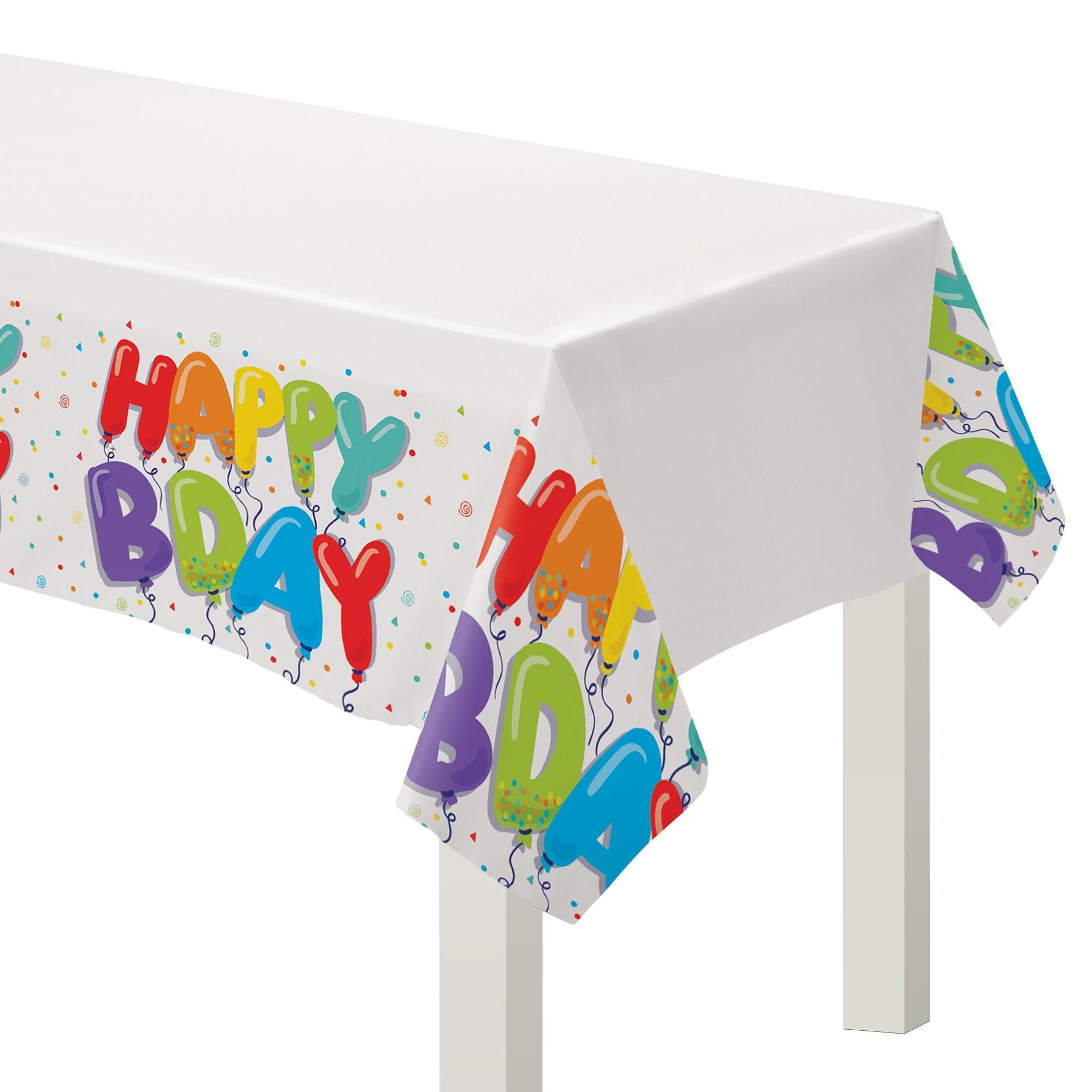 Birthday Celebration Balloons Plastic Table Cover