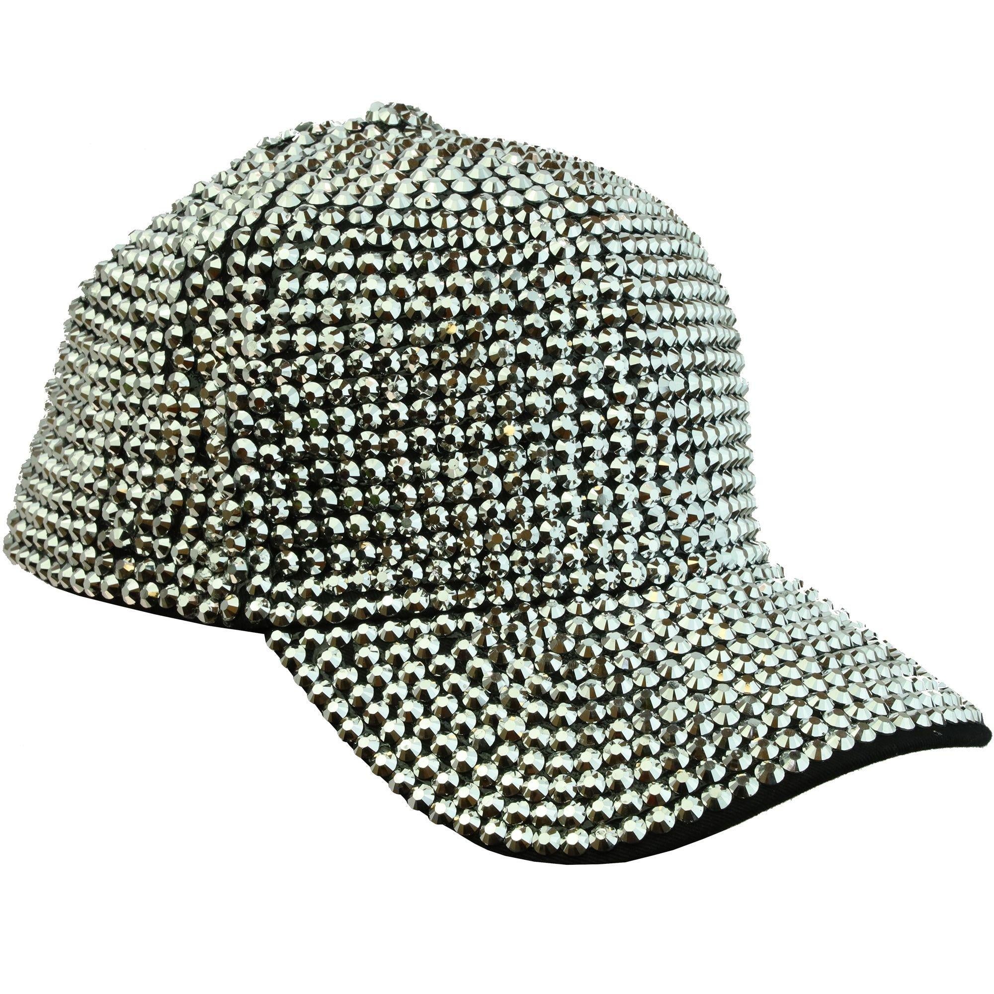 Silver Rhinestone Baseball Cap