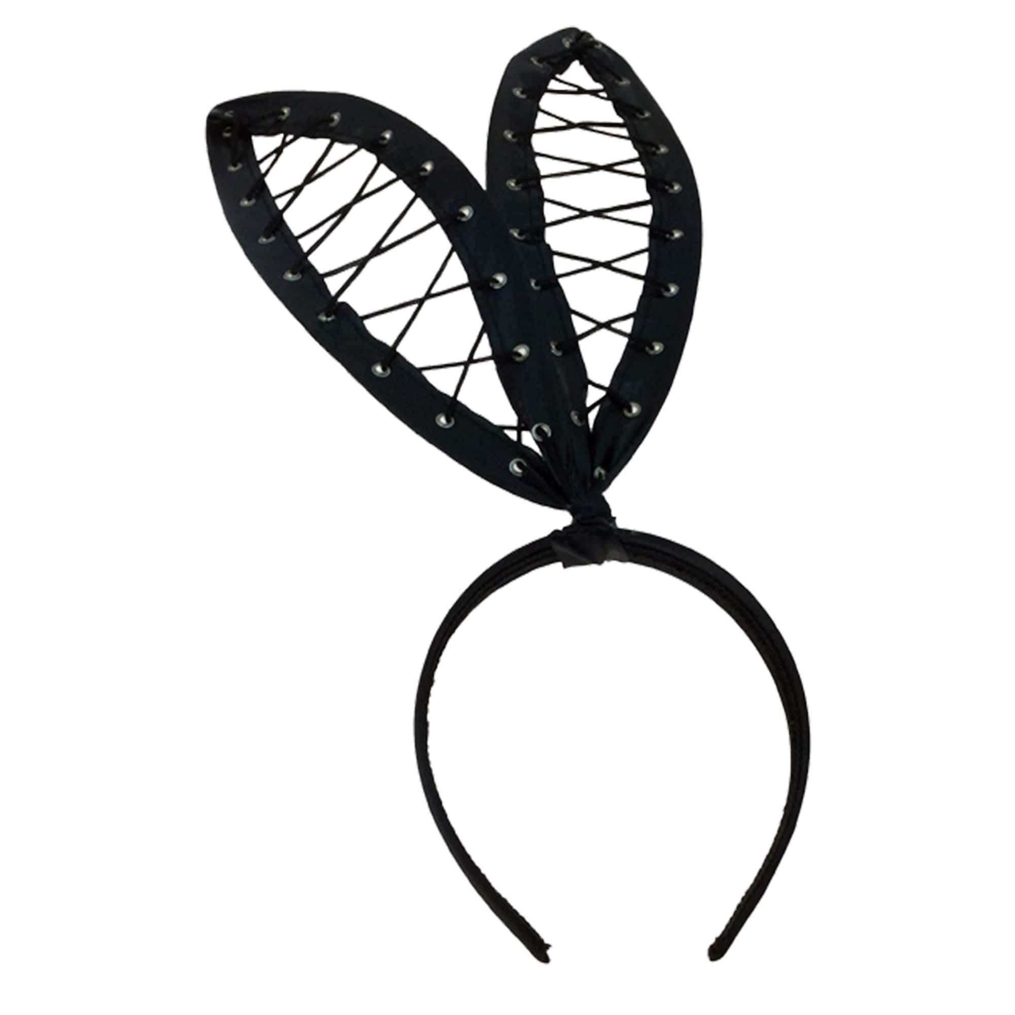 Black Lace-up Bunny Ear Headband