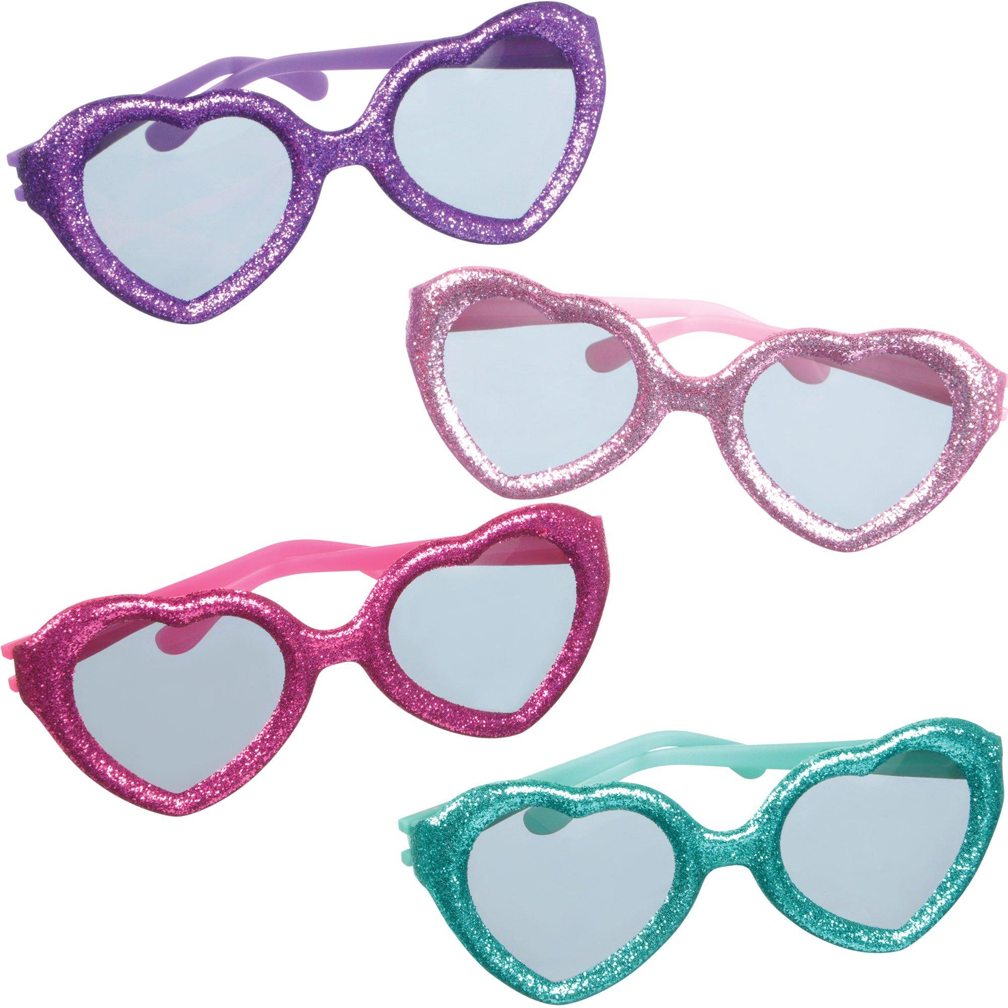 Glitter Heart Glasses 12ct ?C Sparkling Heart-Shaped Kids?? Sunglasses