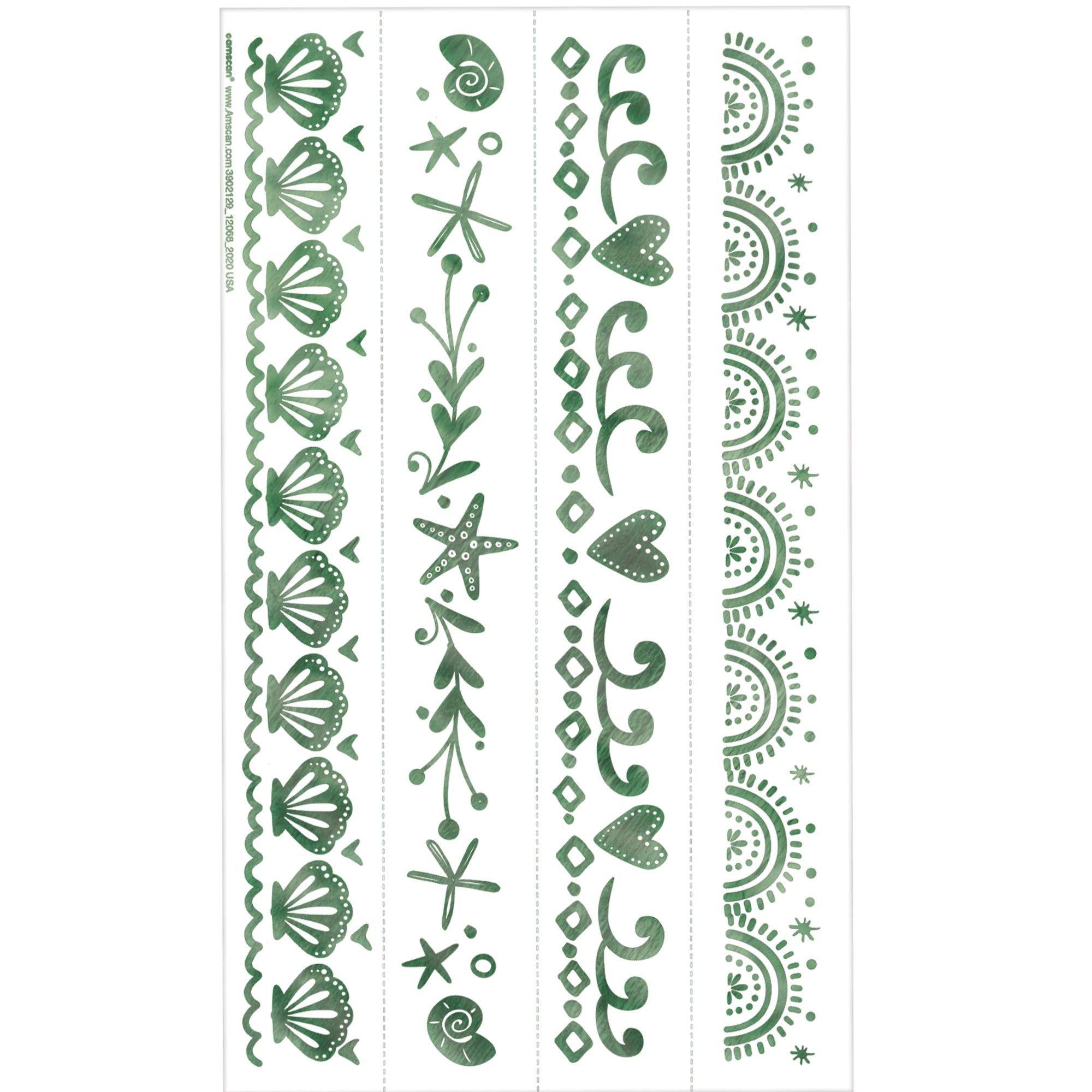 Shimmering Mermaids Temporary Bracelet Tattoos, 6.9in, 8ct