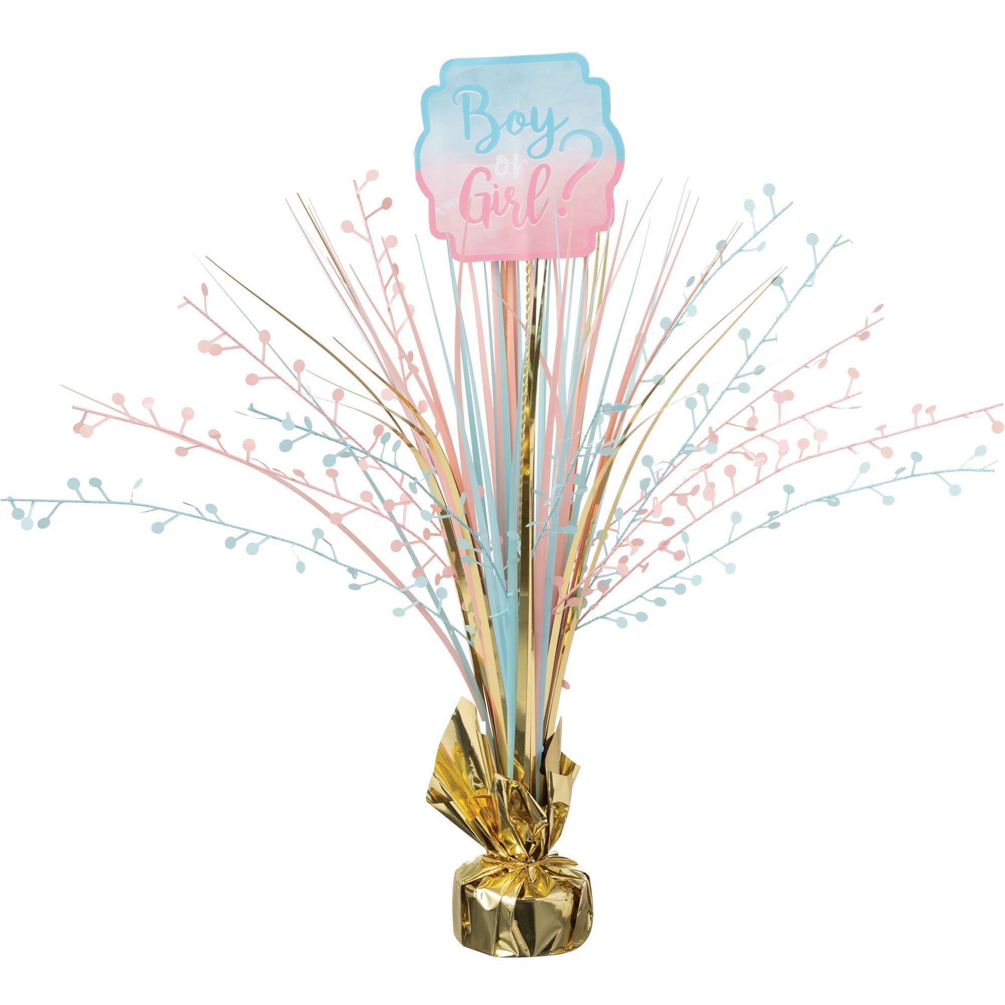 Boy or Girl? Gender Reveal Foil & Cardstock Spray Centerpiece, 18in - The Big Reveal