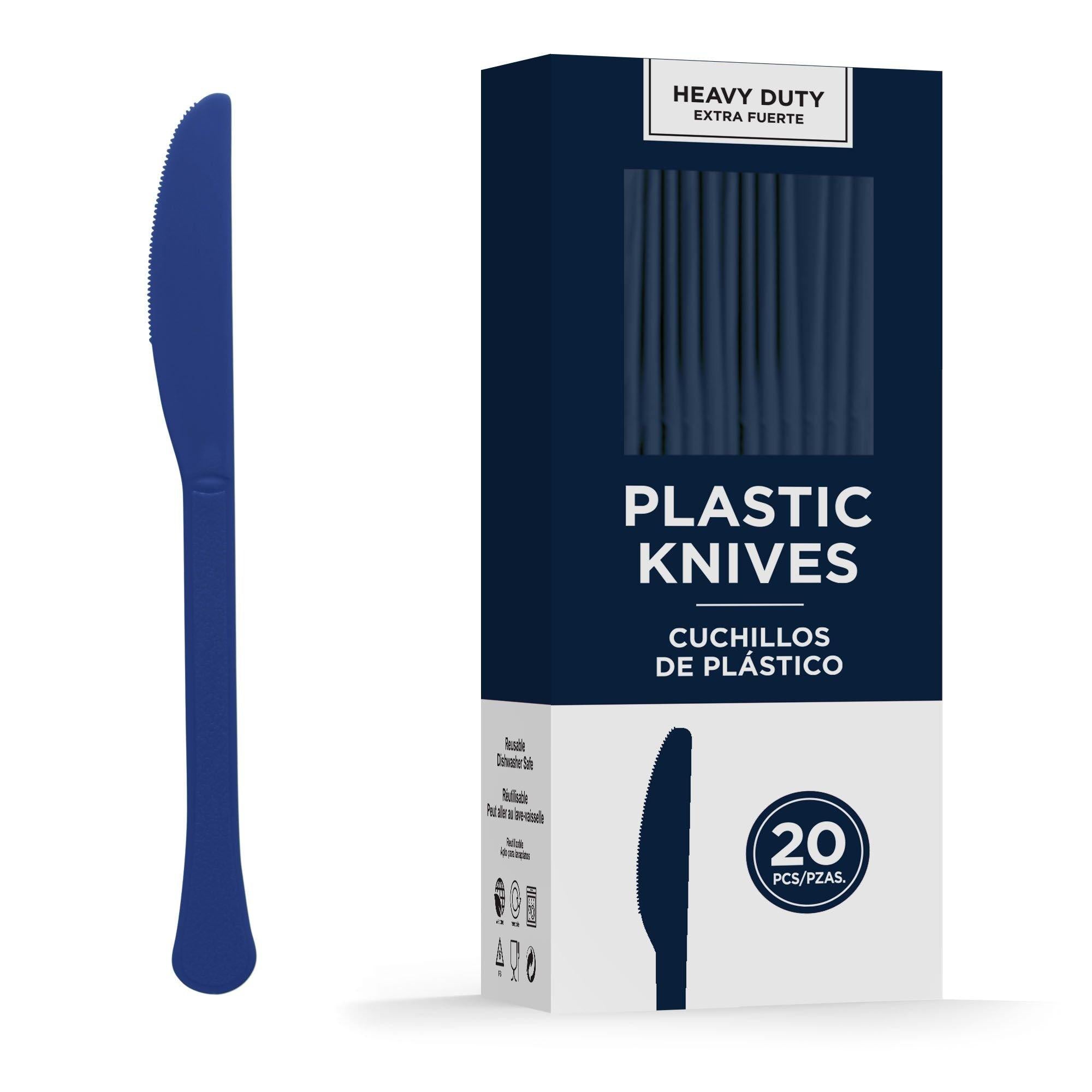 True Navy Blue Heavy-Duty Plastic Knives, 20ct