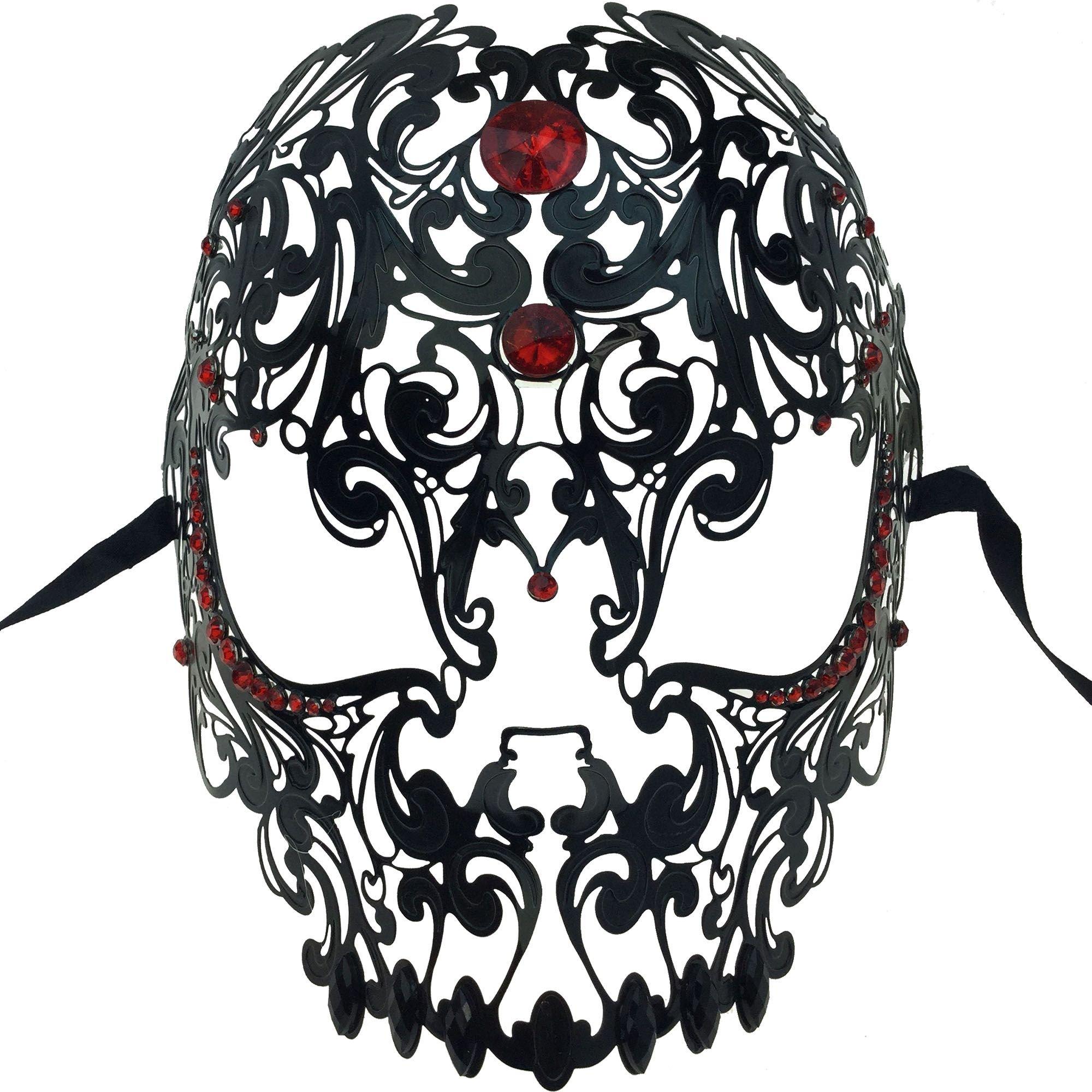 Filigree Black Skull Metal Mask