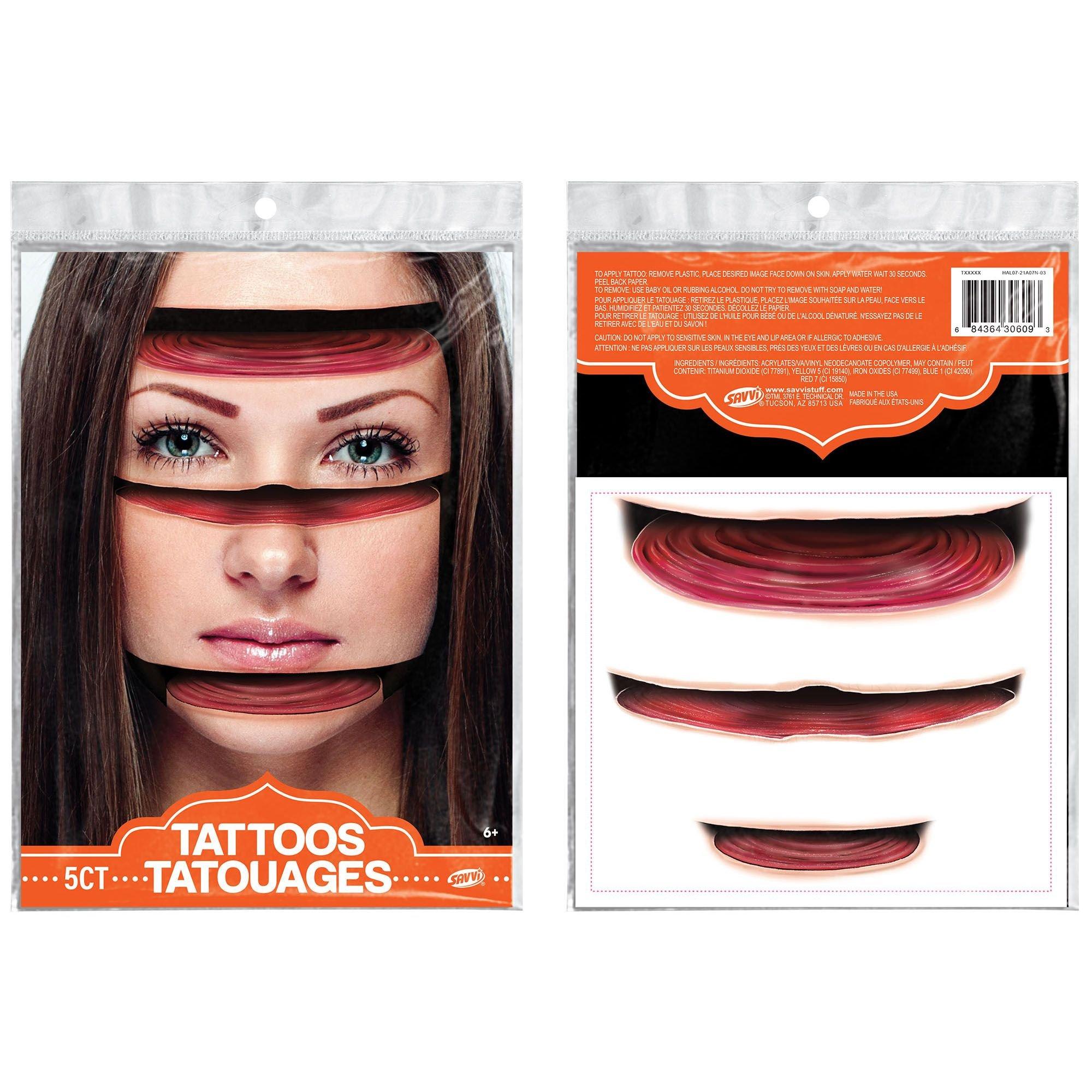 Sliced Face Tattoos, 2ct