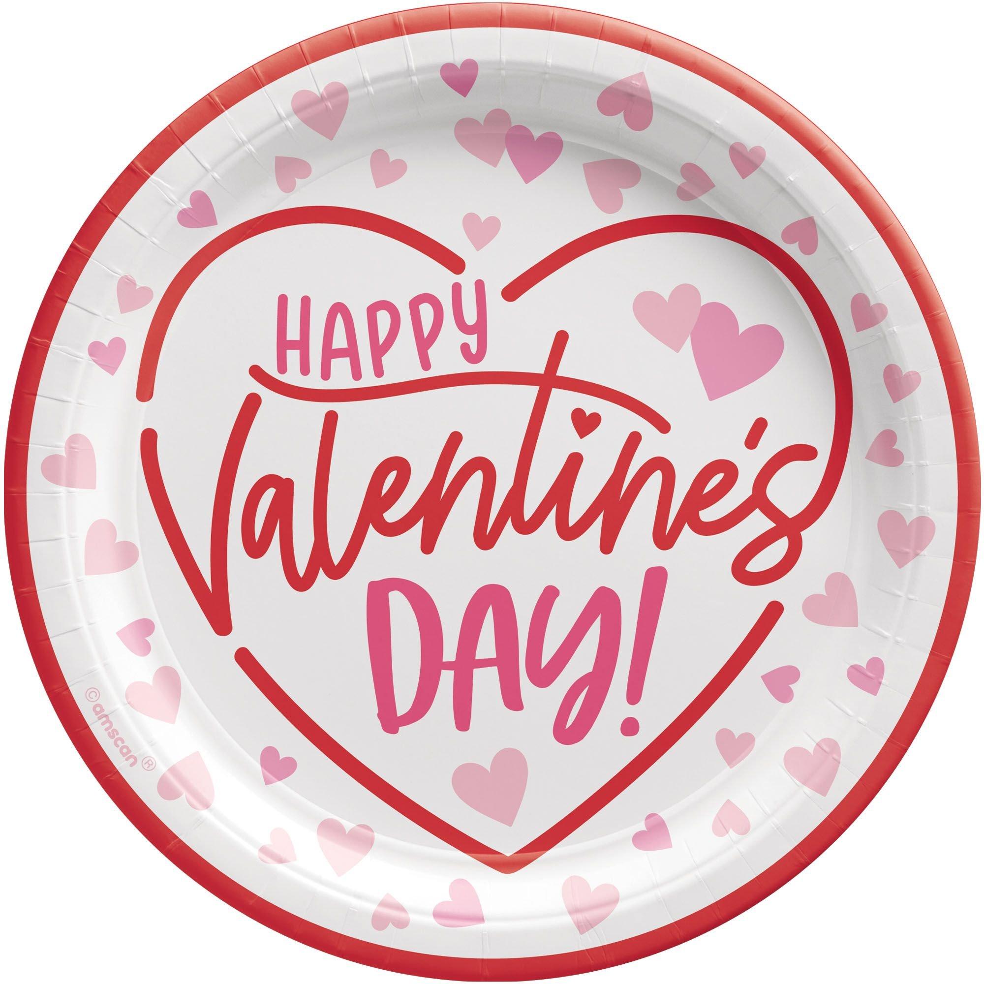 Happy Valentine's Day Paper Lunch Plates, 9in, 8ct - Cross My Heart