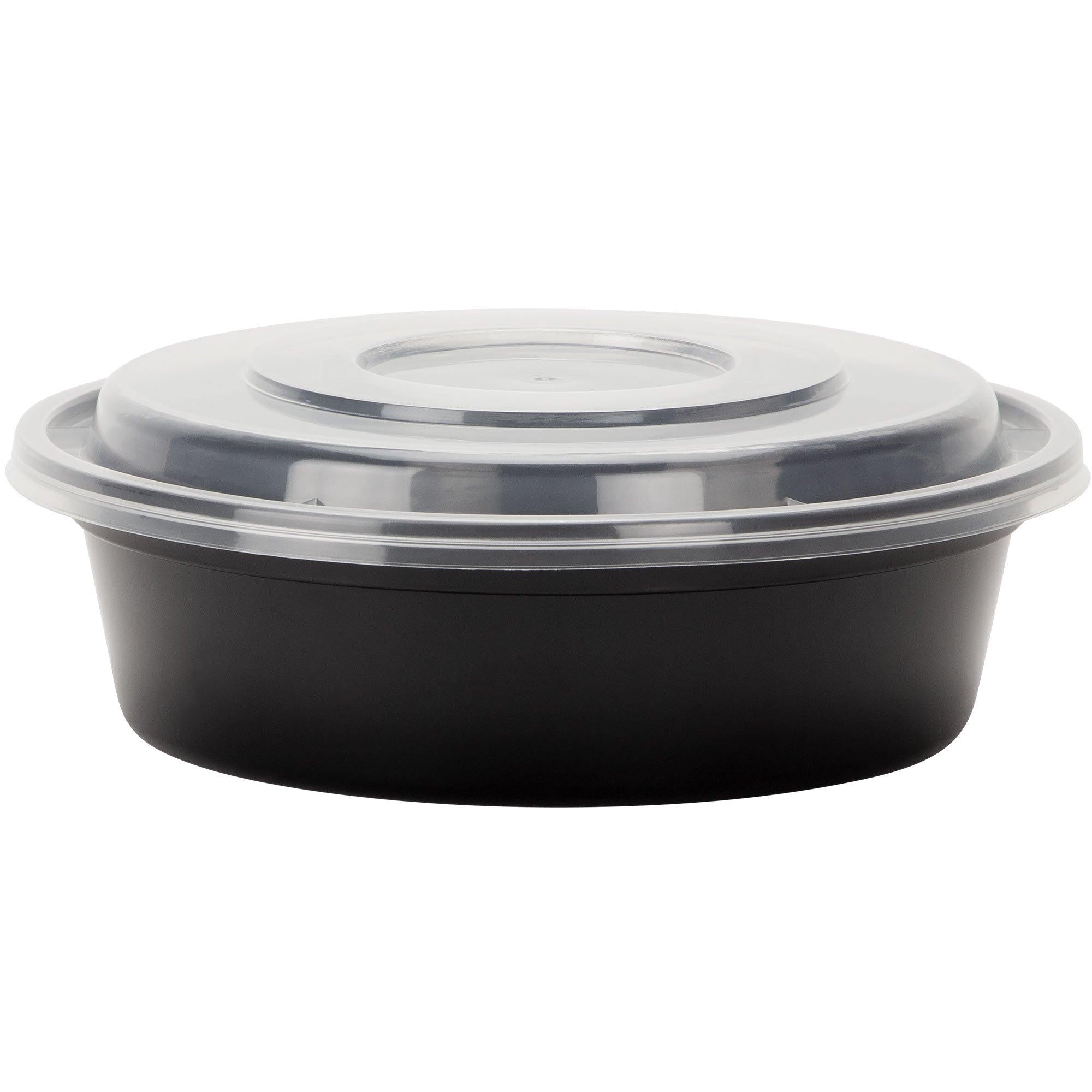 Round Plastic Microwave Tray Container, 9in, 48oz, 3ct