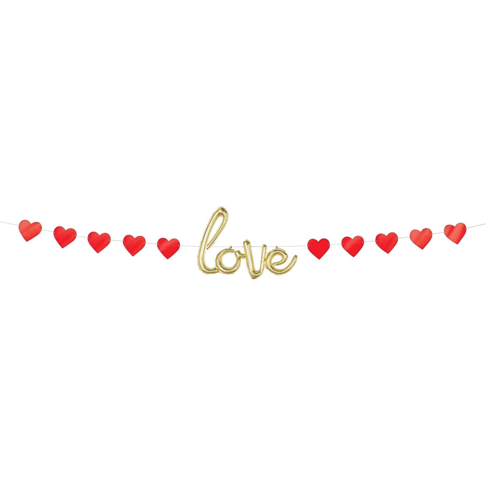 Air-Filled Gold Love Valentine's Day Letter Balloon Banner, 16ft