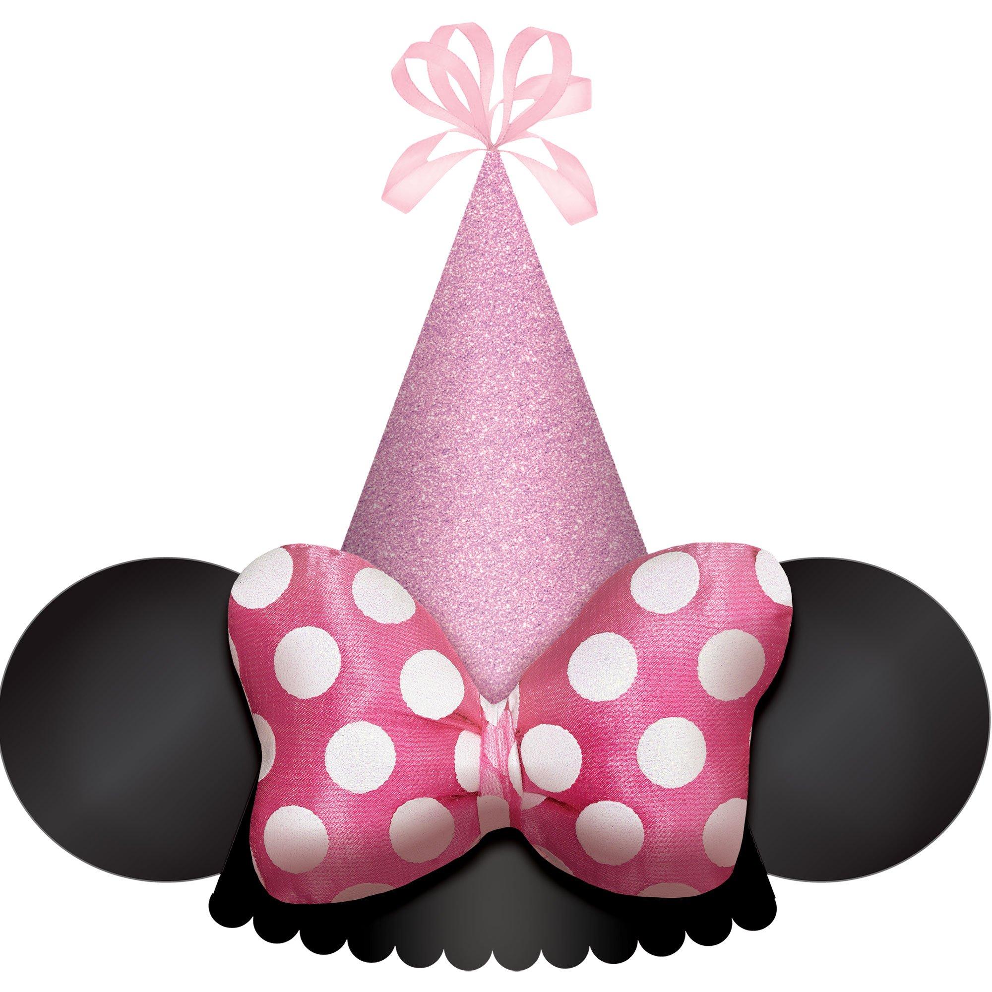 Glitter Minnie Mouse Forever Cardstock & Fabric Party Hat, 5in x 7in