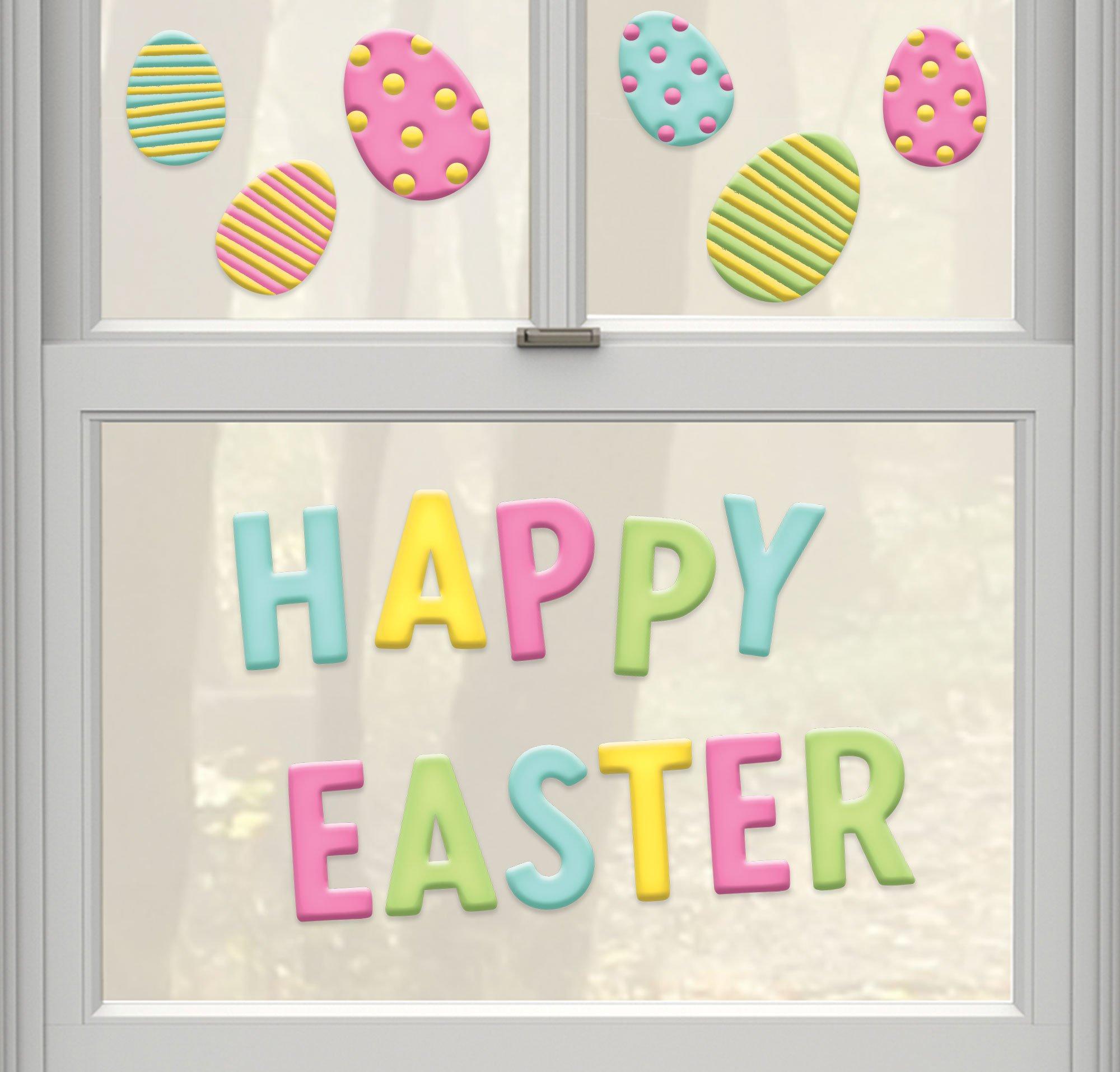 Happy Easter Gel Cling Decals, 17pc