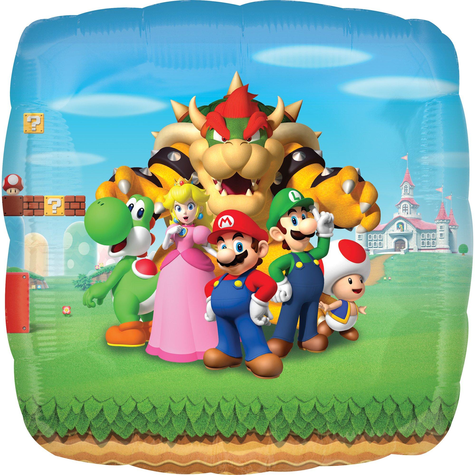 Super Mario Bros Square Foil Balloon, 28in