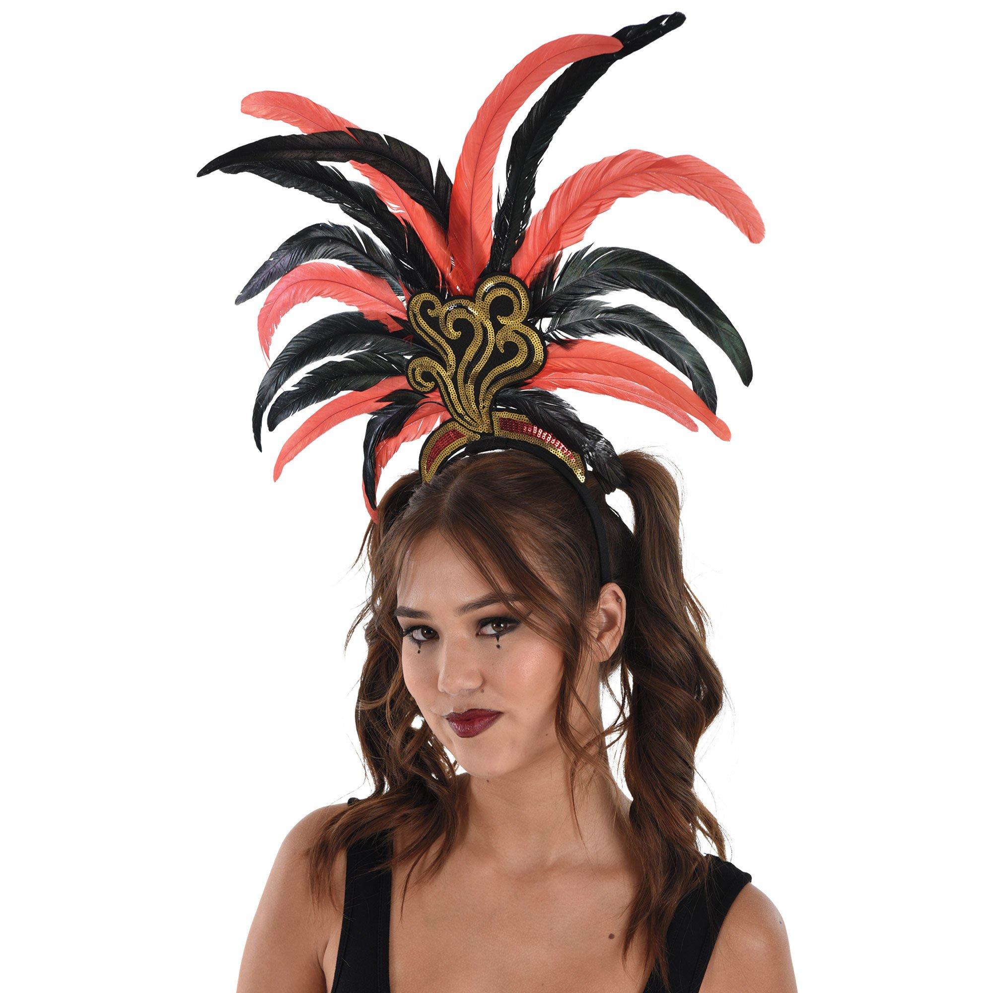 Vintage Circus Sequin & Feather Oversized Headpiece