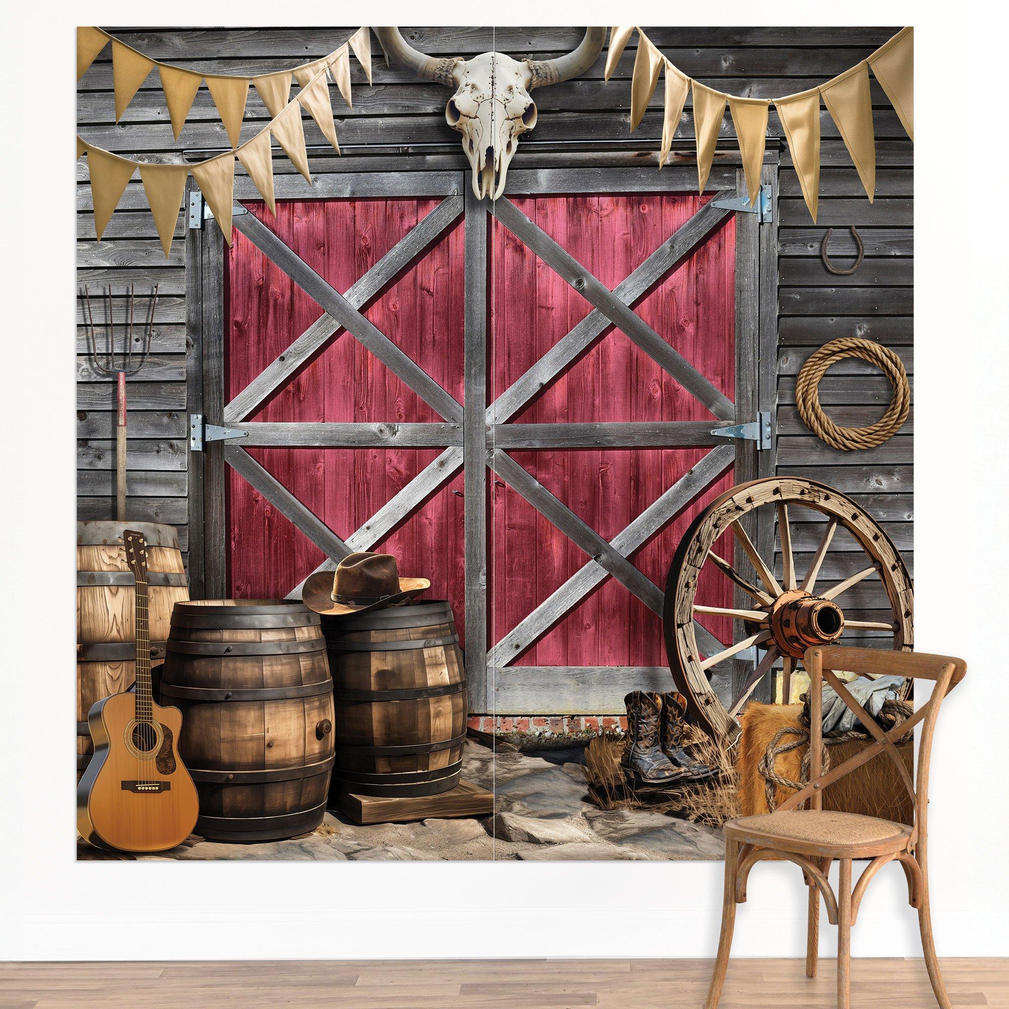 Western Plastic Scene Setter Backdrop, 5.41ft x 5.41ft, 2pc