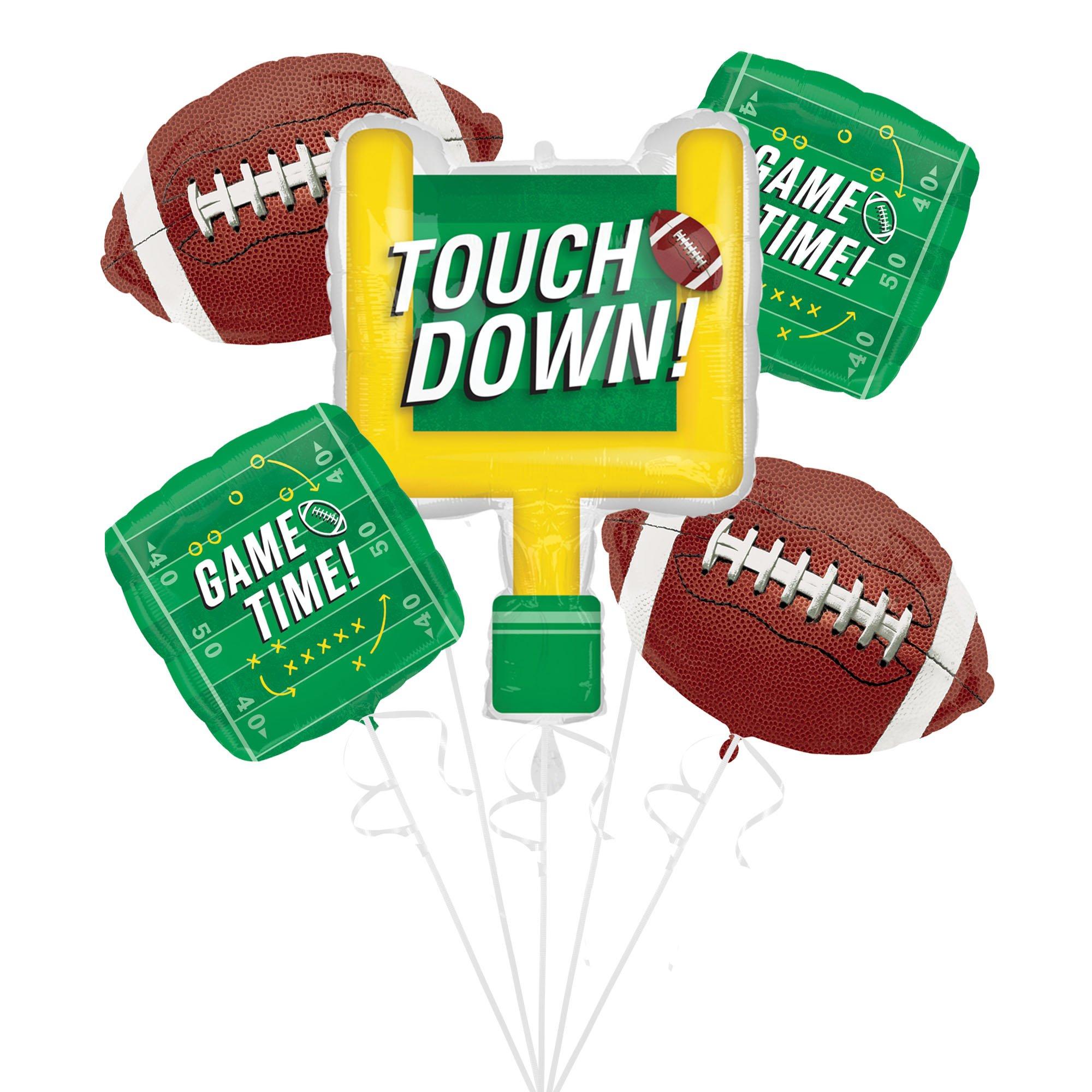 Touchdown Football Foil Balloon Bouquet, 5pc