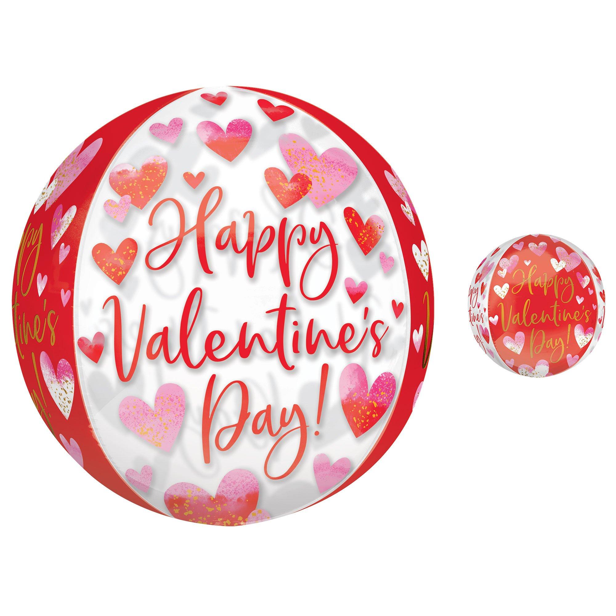 Watercolor Happy Valentine??s Day Orbz Balloon, 15in x 16in