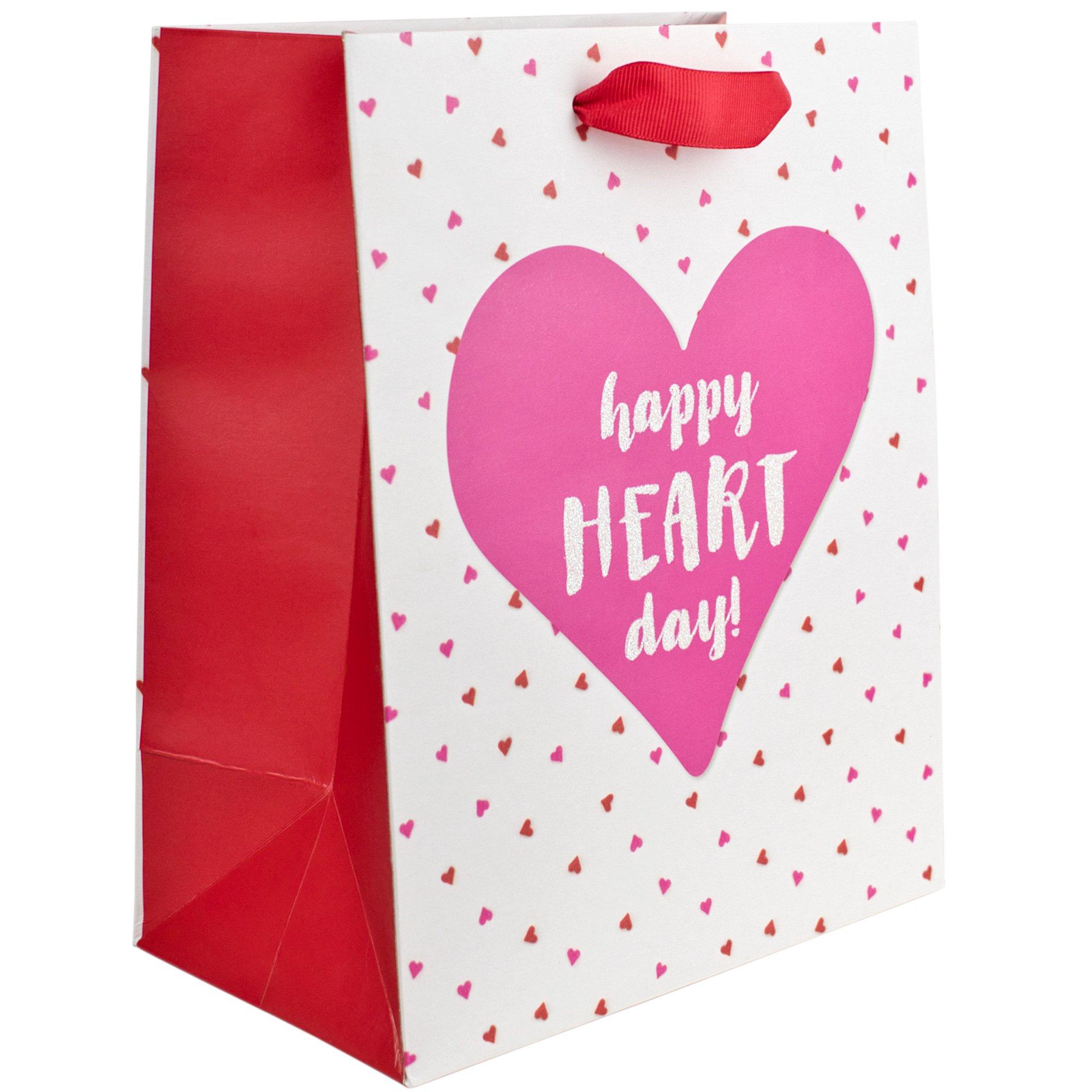 Mini Sprinkle Happy Heart Day Paper Gift Bag, 7.75in x 9.5in