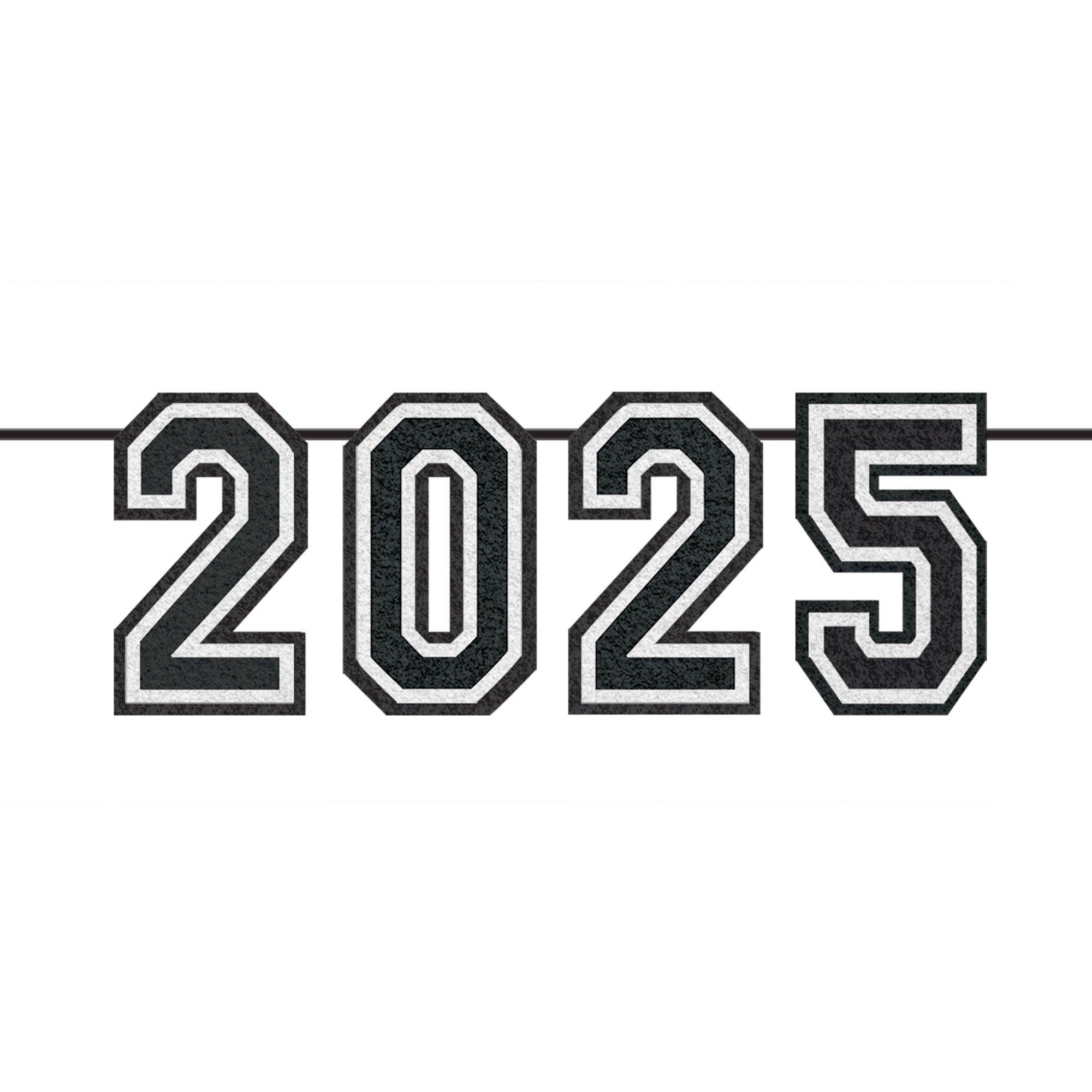 Oversized 12ft White & Black 2025 Graduation Felt Banner