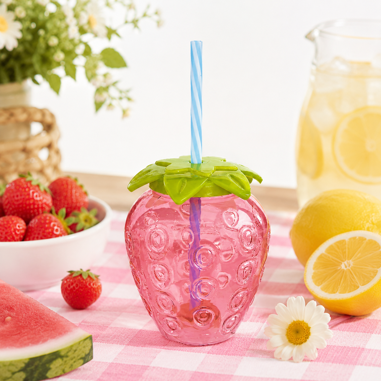 Summer Squeeze Strawberry Cup with Straw