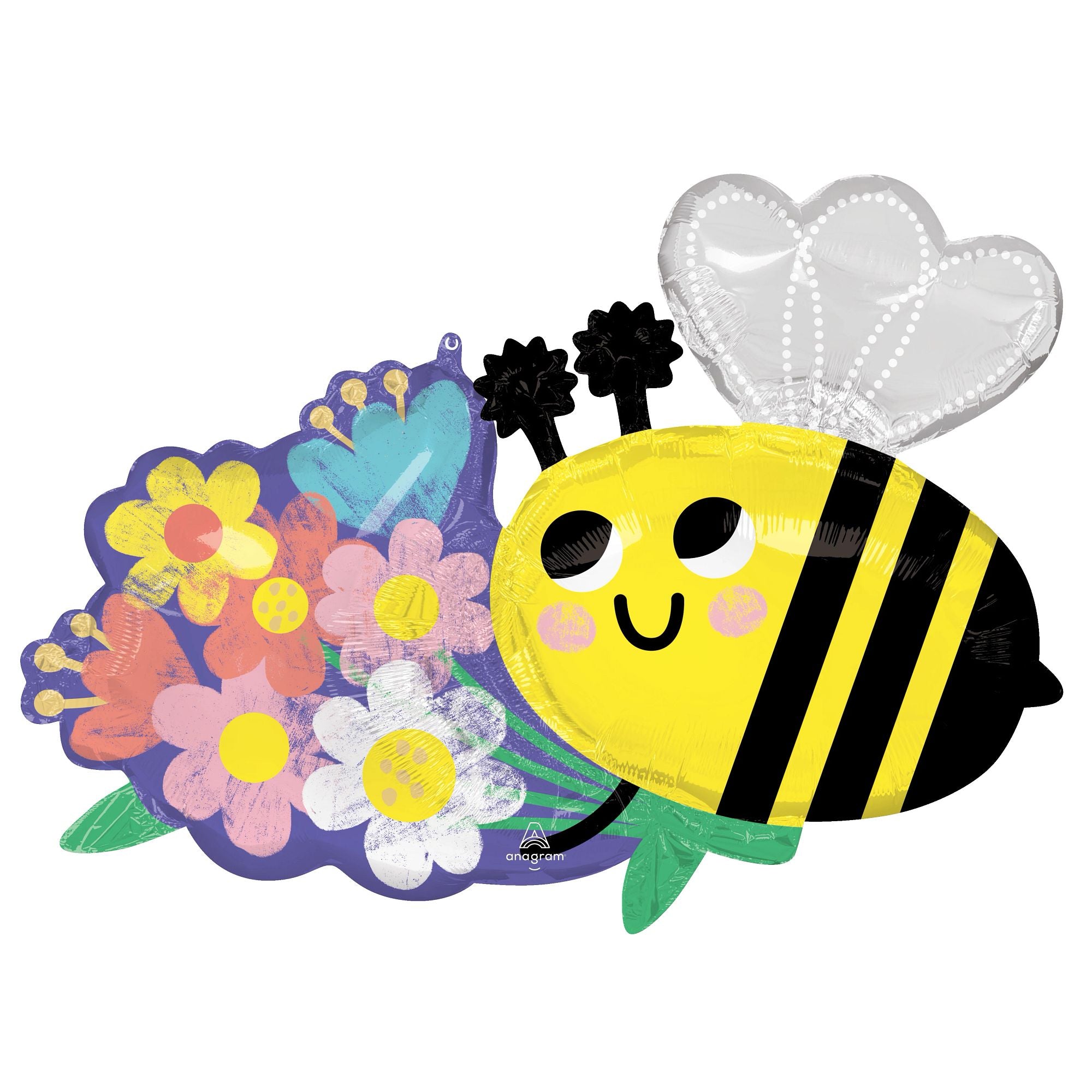 Giant ??Bee Well?? Bee & Flowers Foil Balloon, 32in