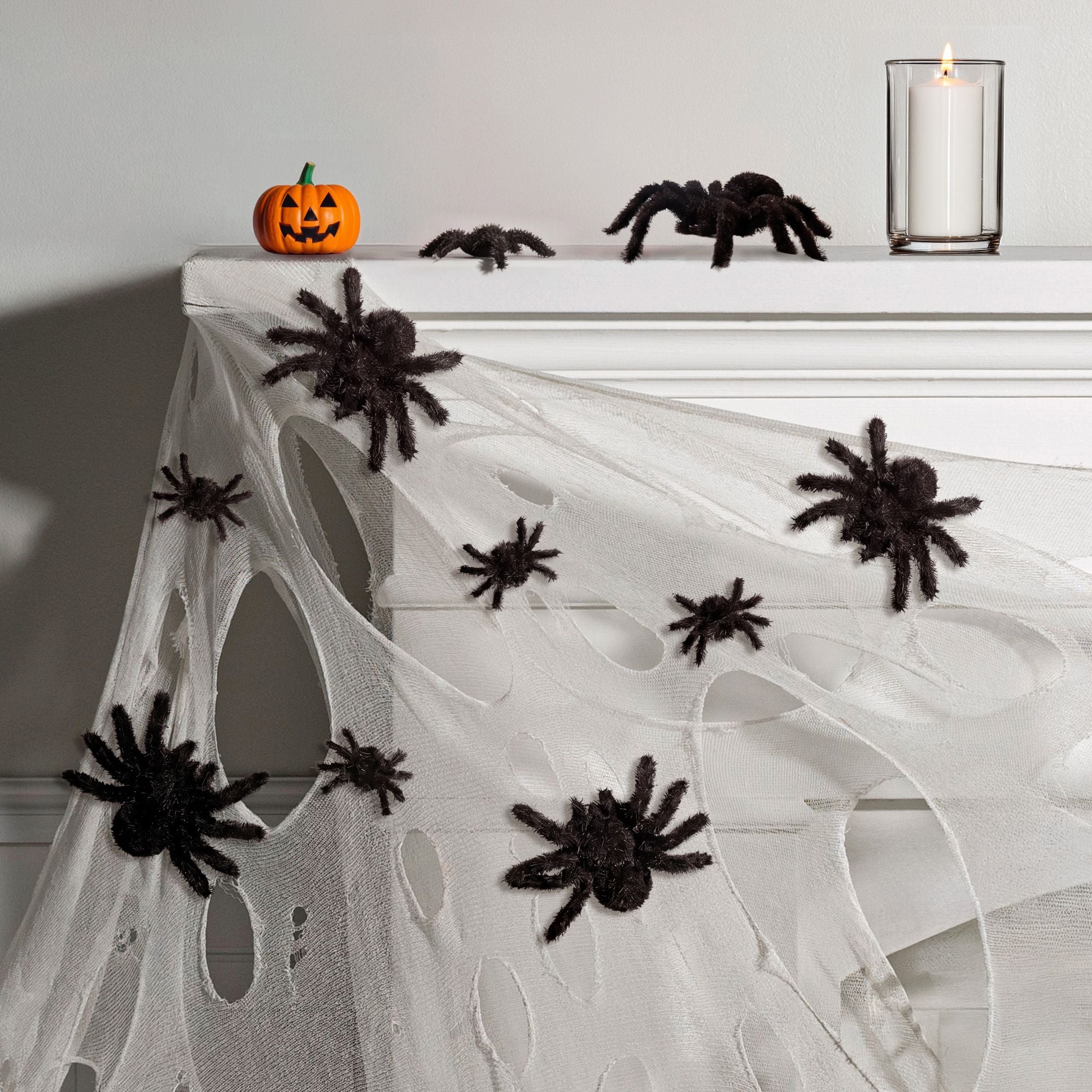 Black Fuzzy Spiders 6ct