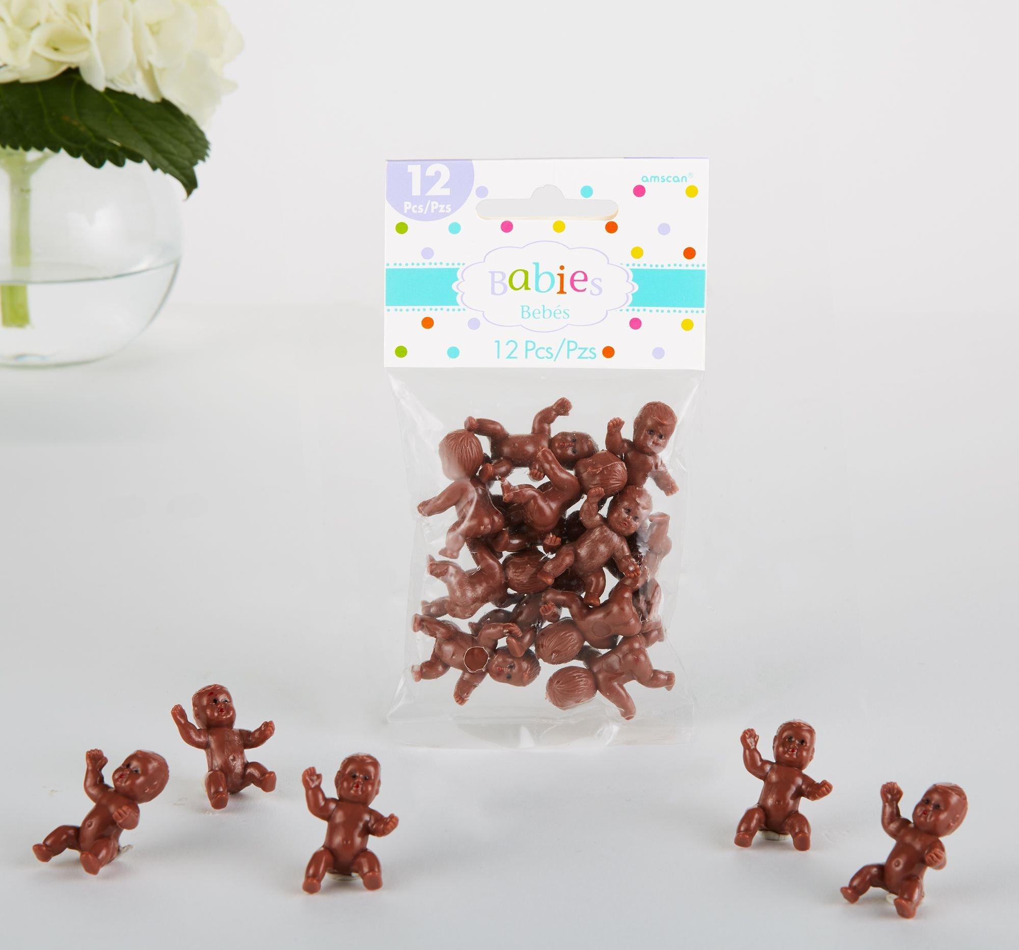 Mini Plastic Babies Baby Shower Favor Charms, 12ct, Assorted Colors