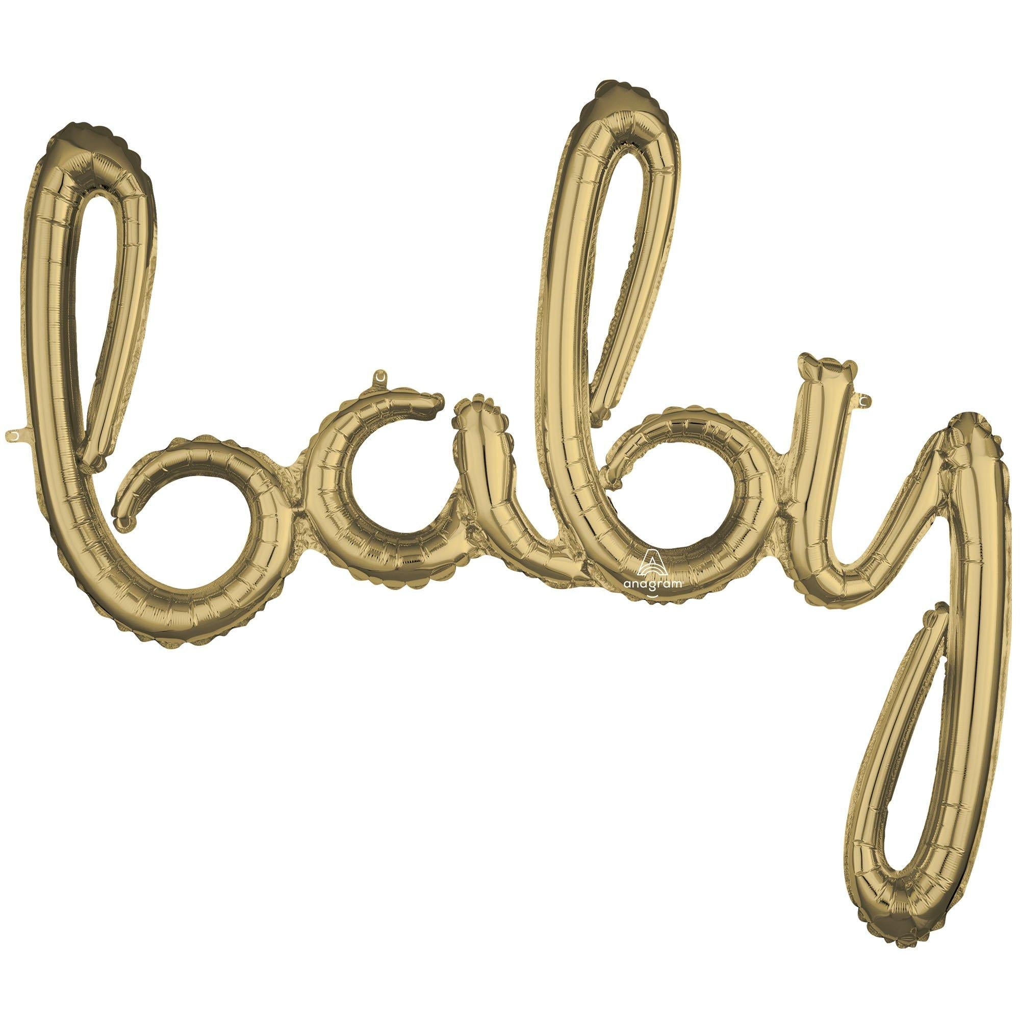 Air-Filled Baby Cursive Letter Balloon Banner, Assorted Colors