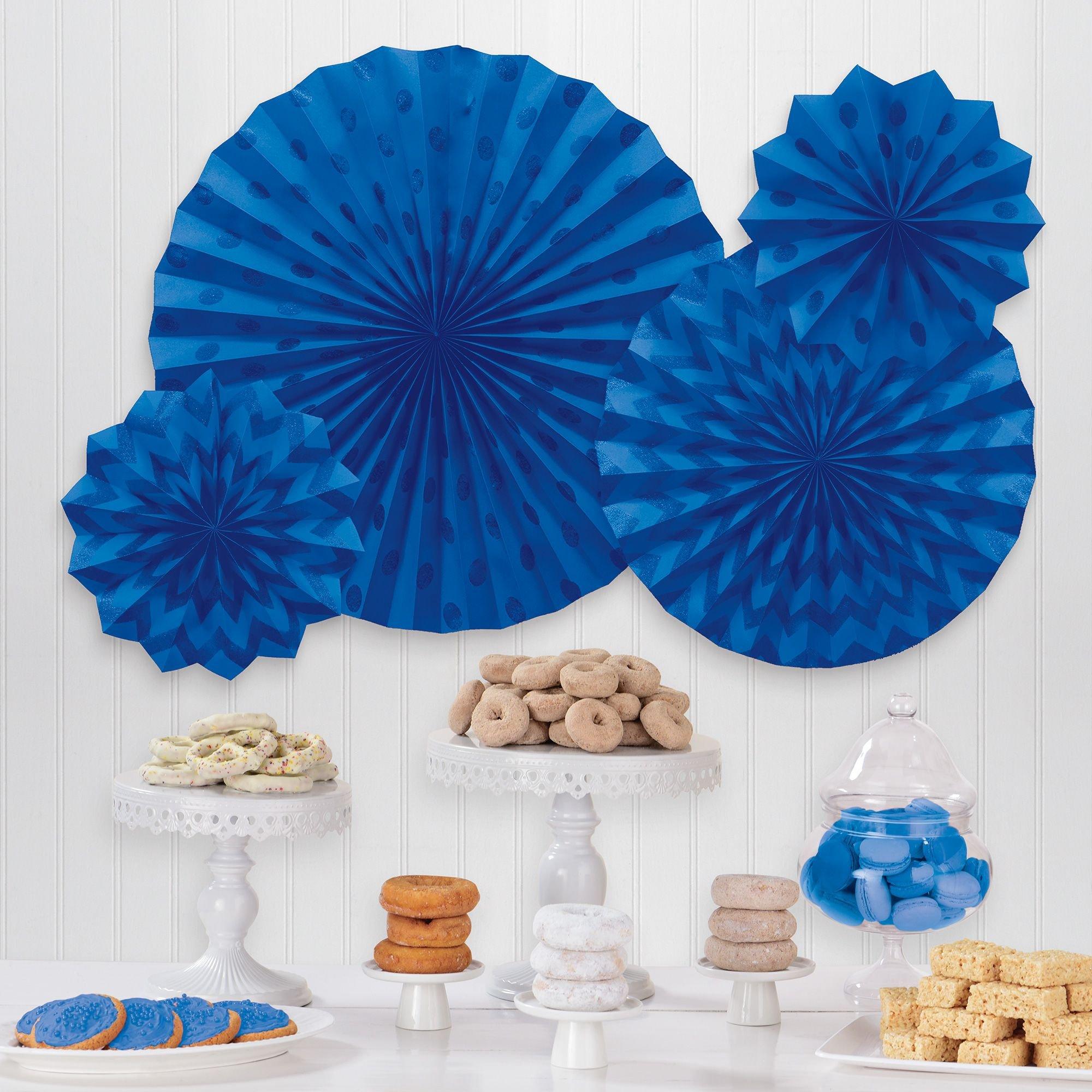 Paper Fan Decorations, 4ct, Assorted Colors