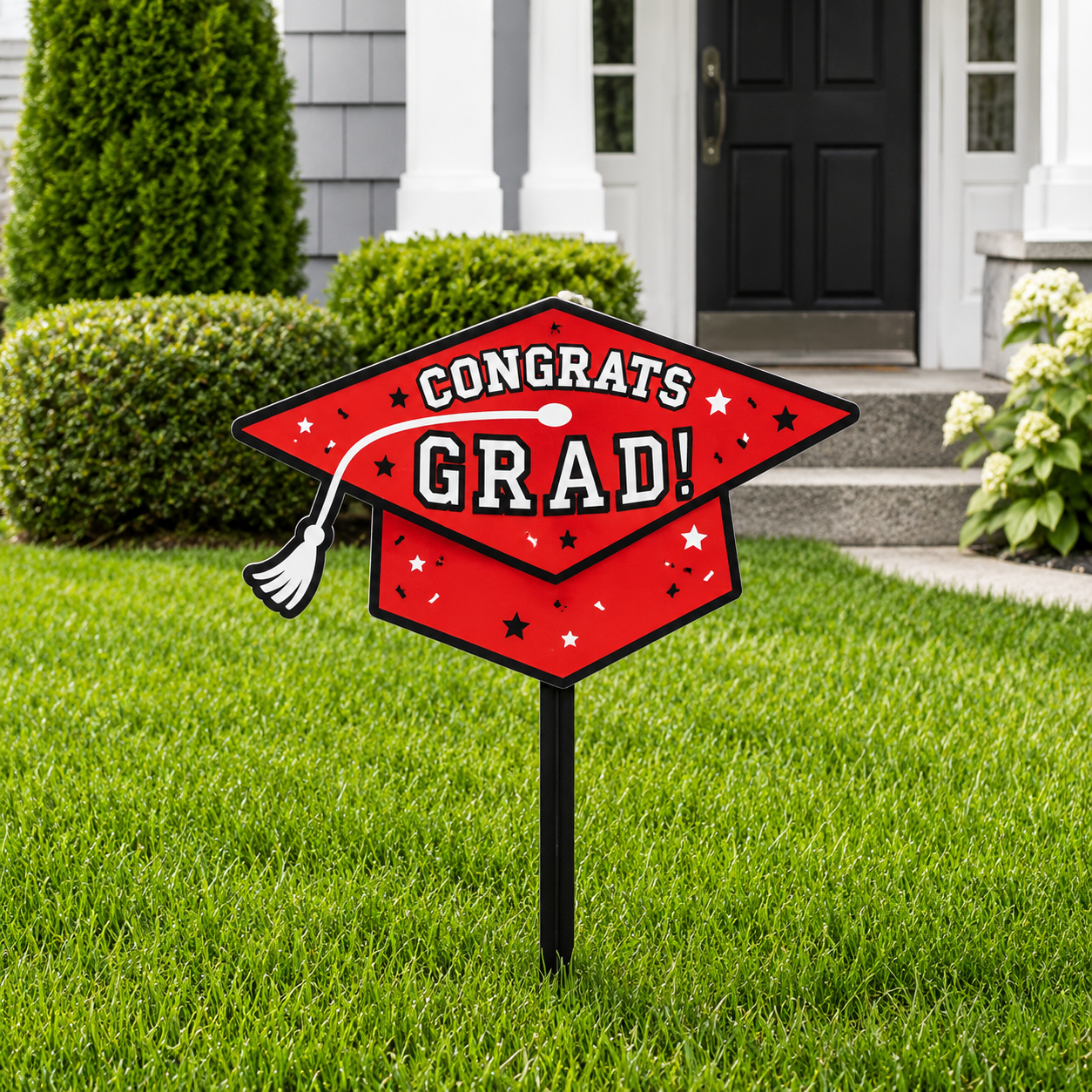 Congrats Grad Plastic Yard Stake, 20.5in, Assorted Colors