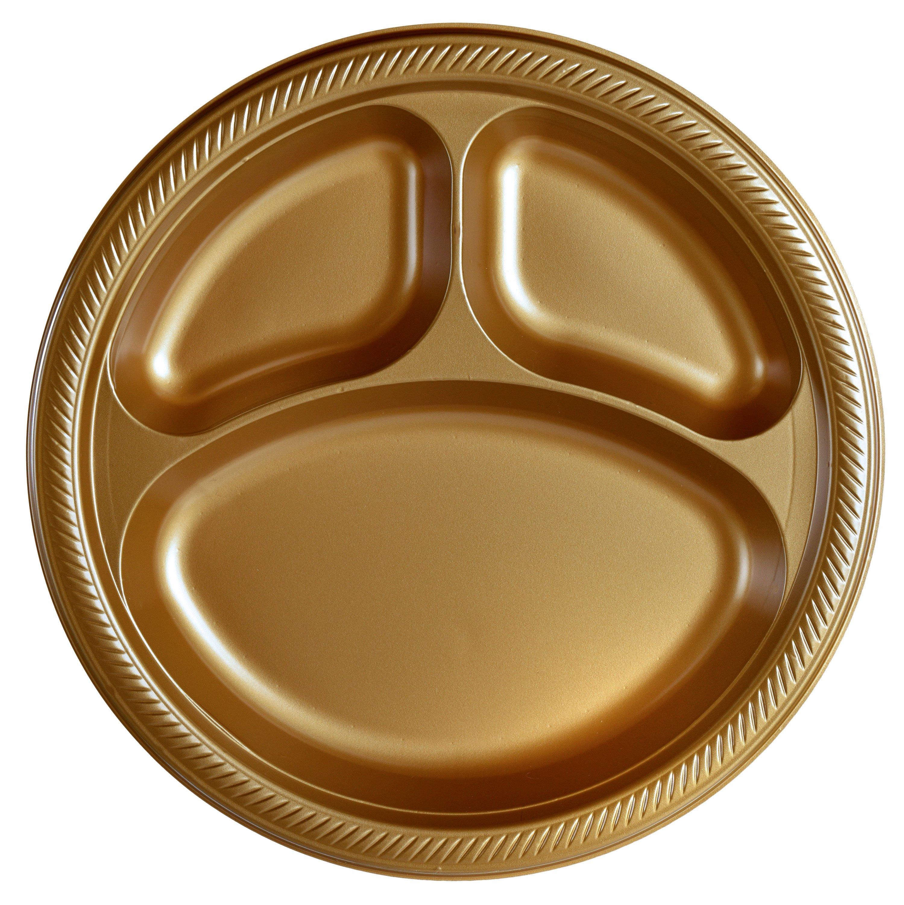 Plastic Divided Dinner Plates, 10.25in, Assorted Colors, Multiple Counts