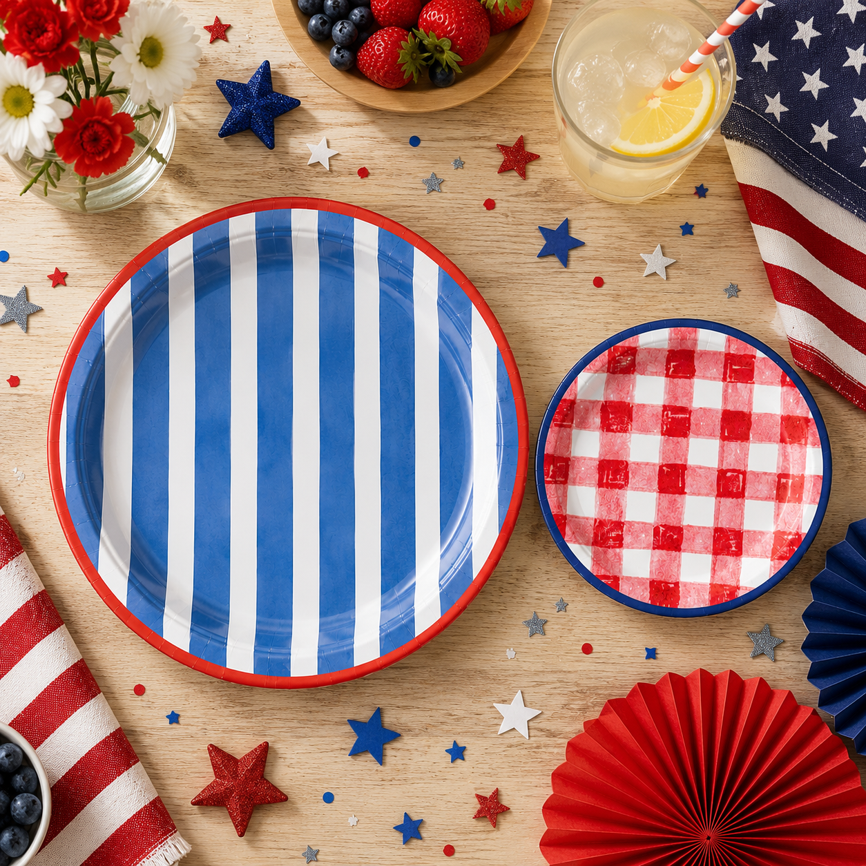 Patriotic Patchwork Paper Plates, 8ct, Assorted Options